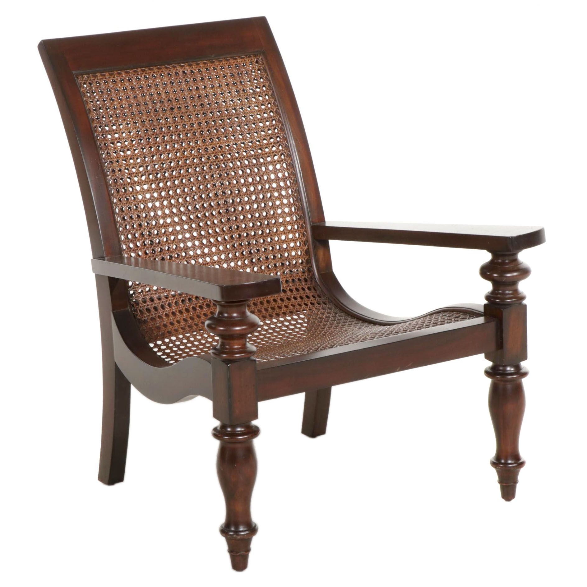 Contemporary Regency Style Caned Plantation Style Lounge Chair