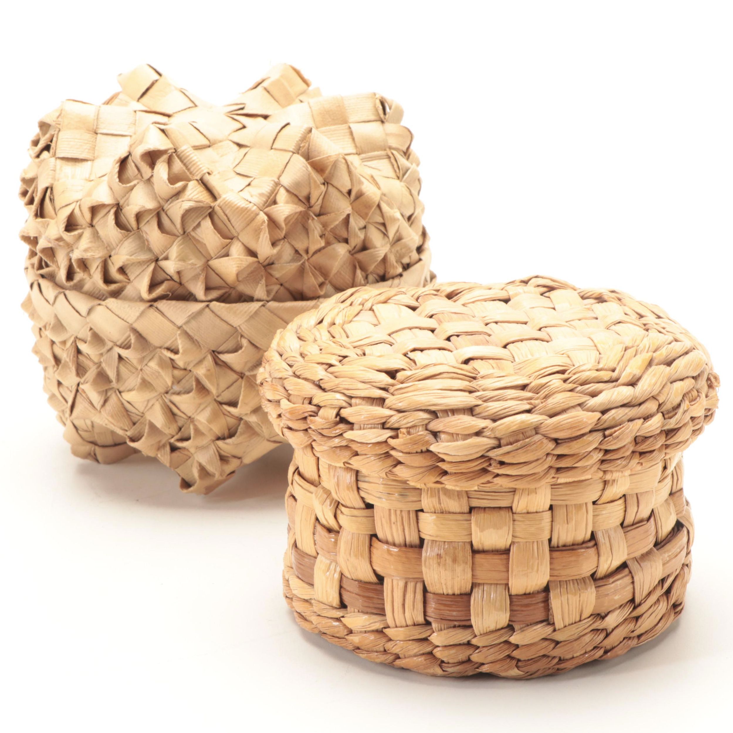 Hawaiian Islands Lauhala Handwoven Basket with Slieve Bawn Basket