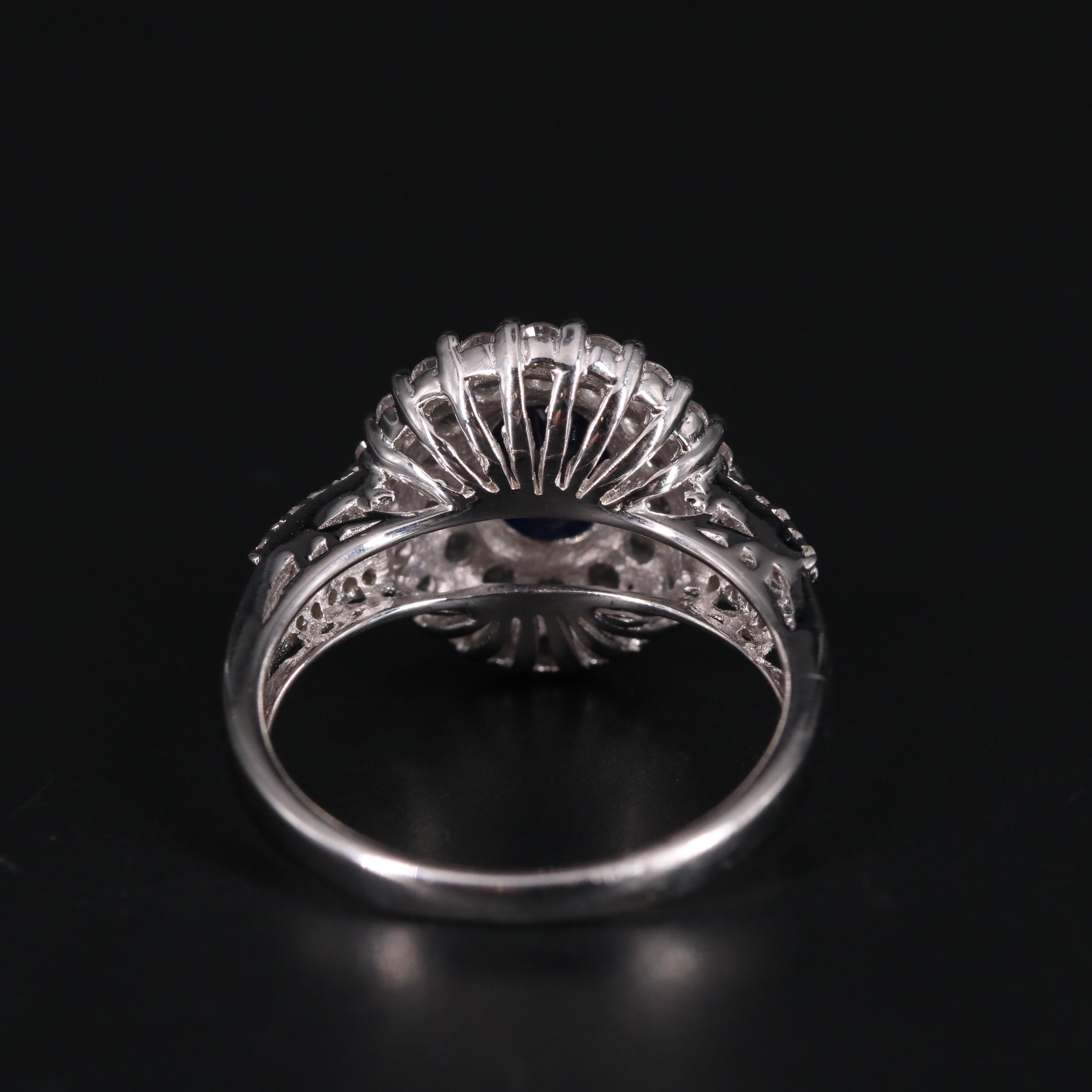 Sterling Sapphire Halo Ring