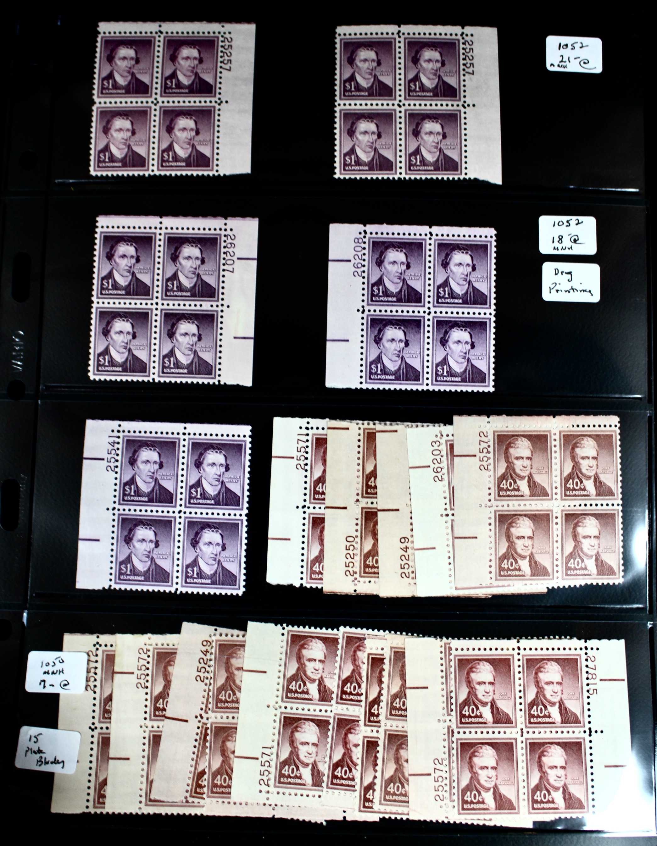 Large Collection of Postage Stamp Plate Blocks