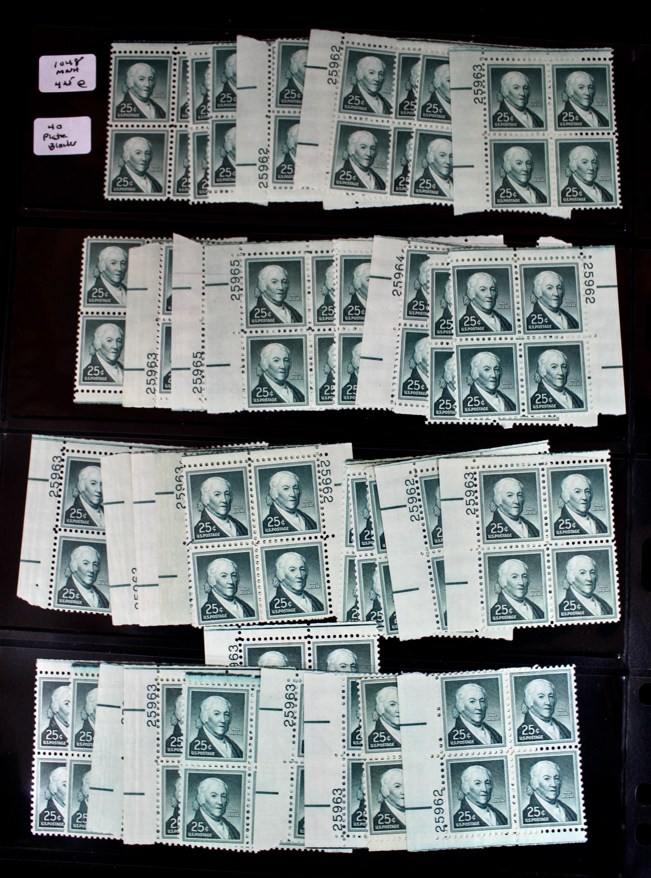 Large Collection of Postage Stamp Plate Blocks