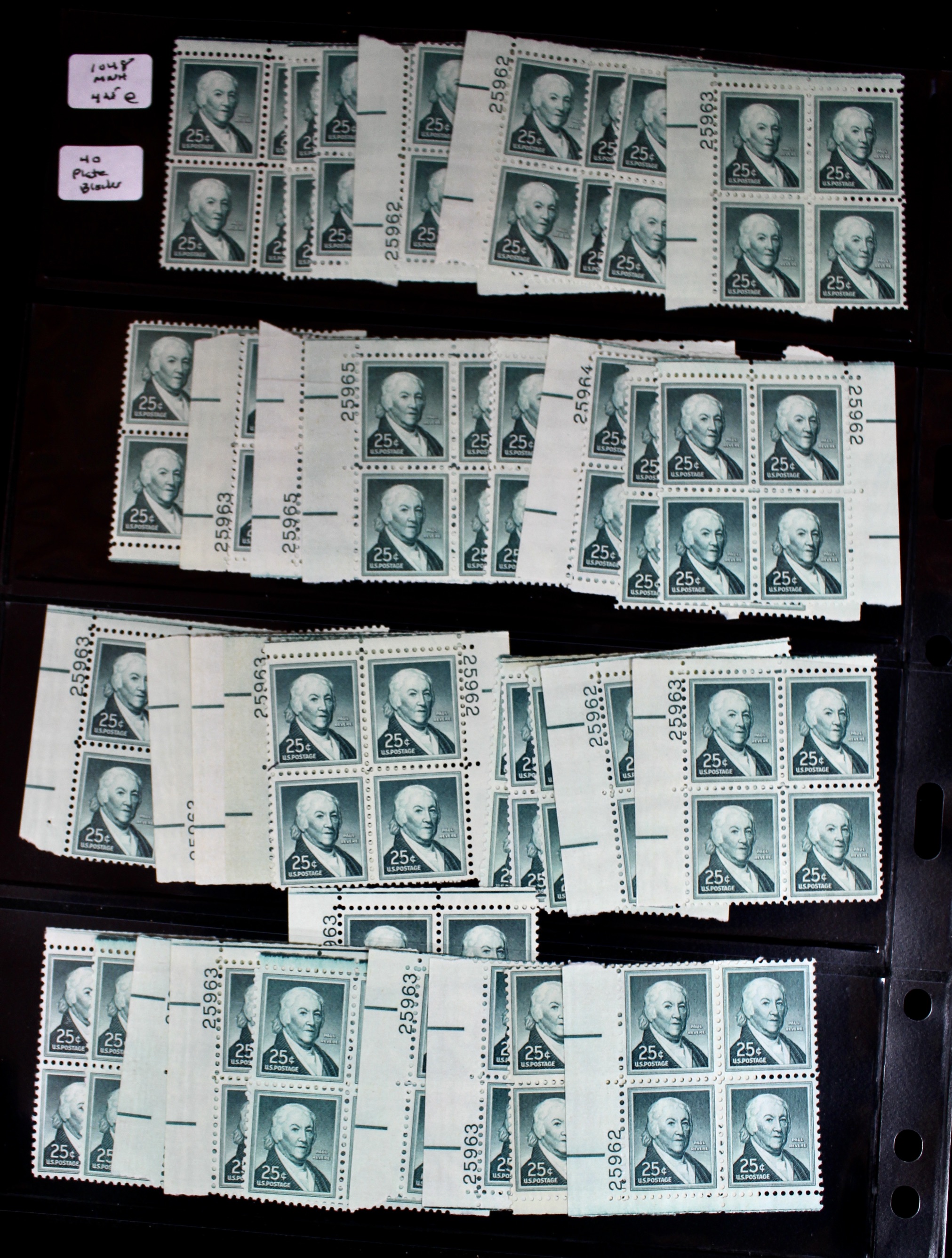 Large Collection of Postage Stamp Plate Blocks