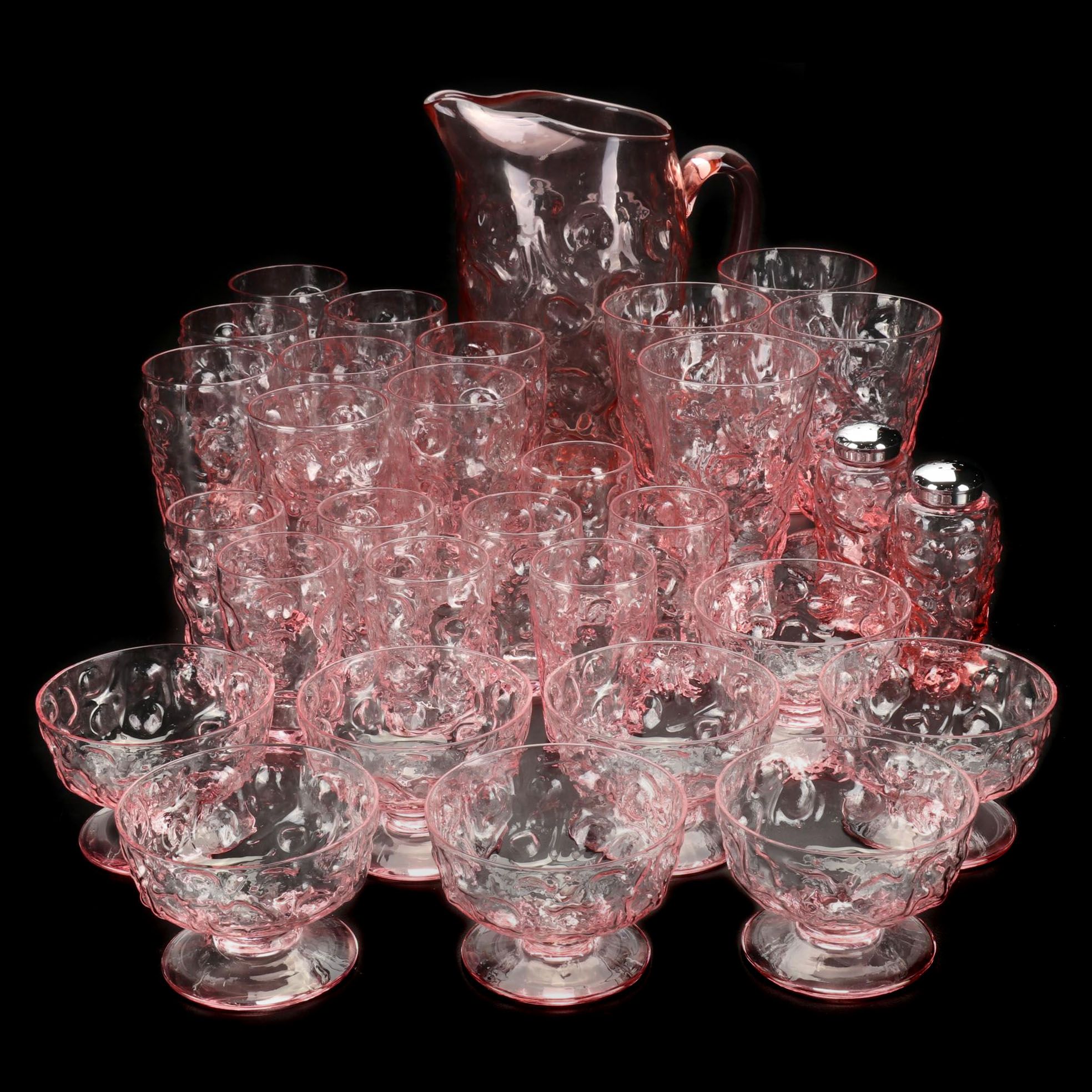 Bryce "El Rancho" Pink Goblets, Pitcher and Tableware, 1955-1966