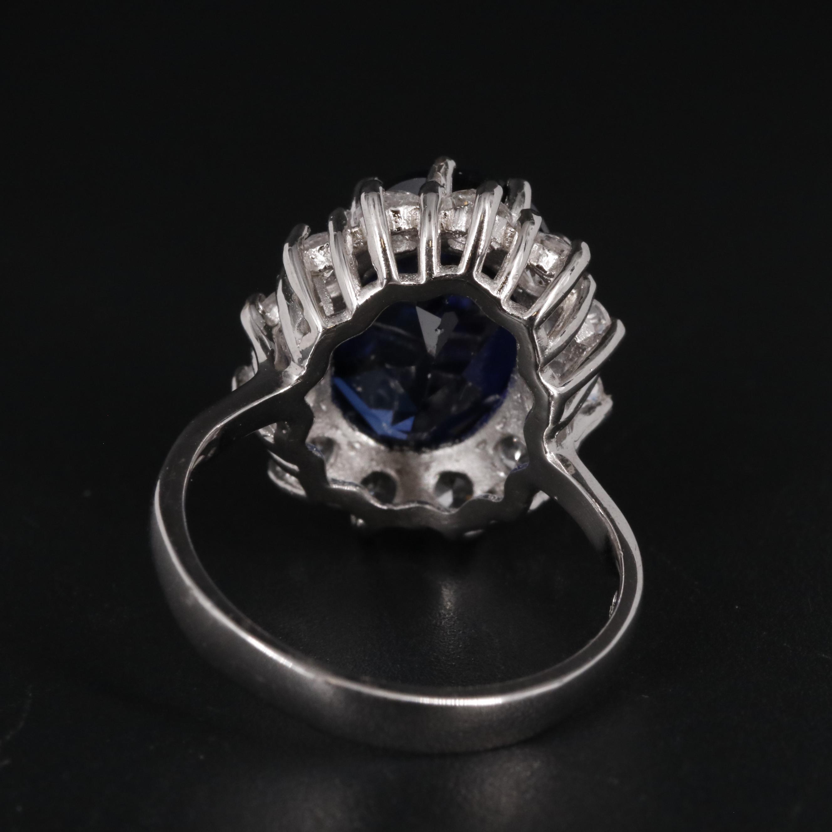 Sterling Sapphire Halo Ring