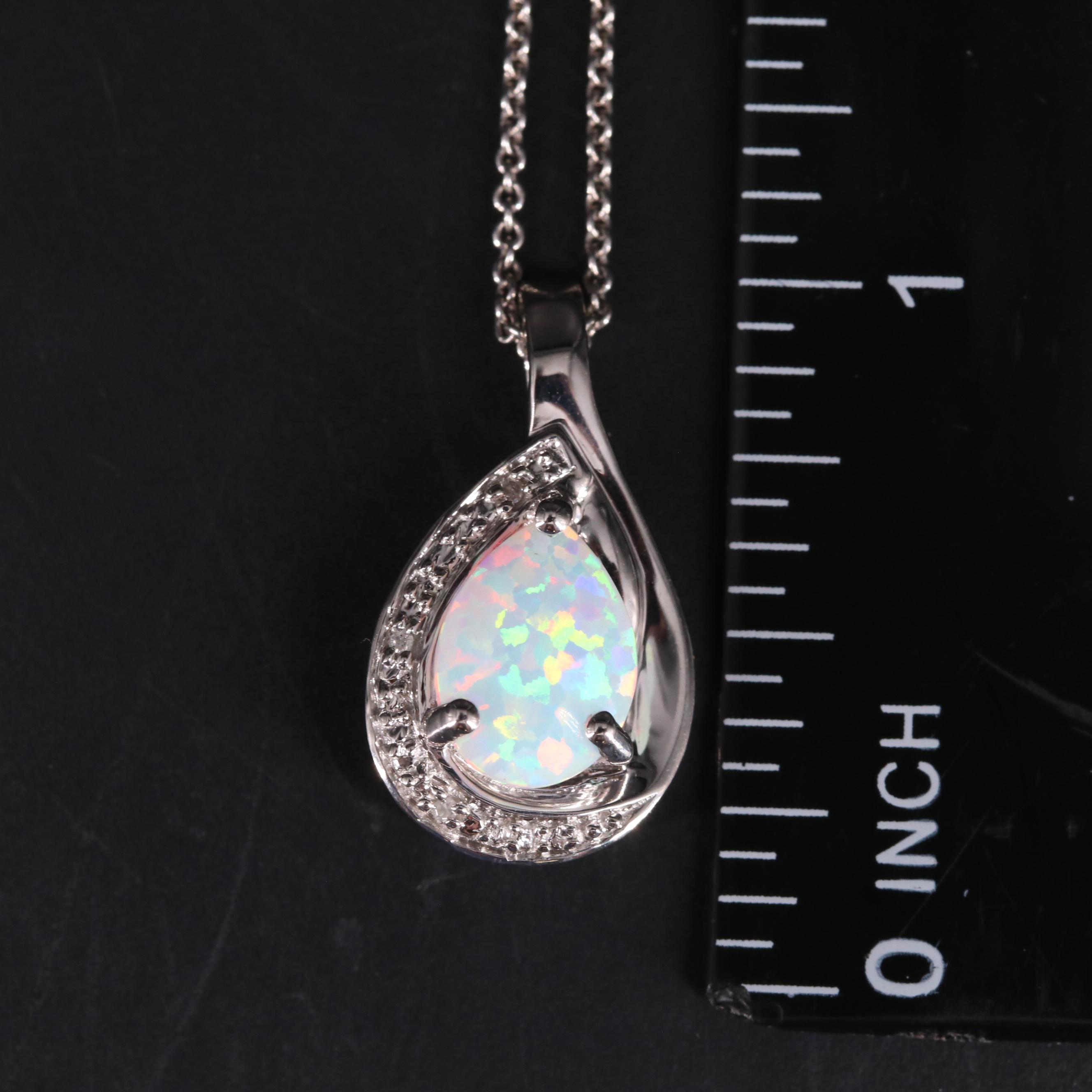 Sterling Silver Opal Pendant Necklace