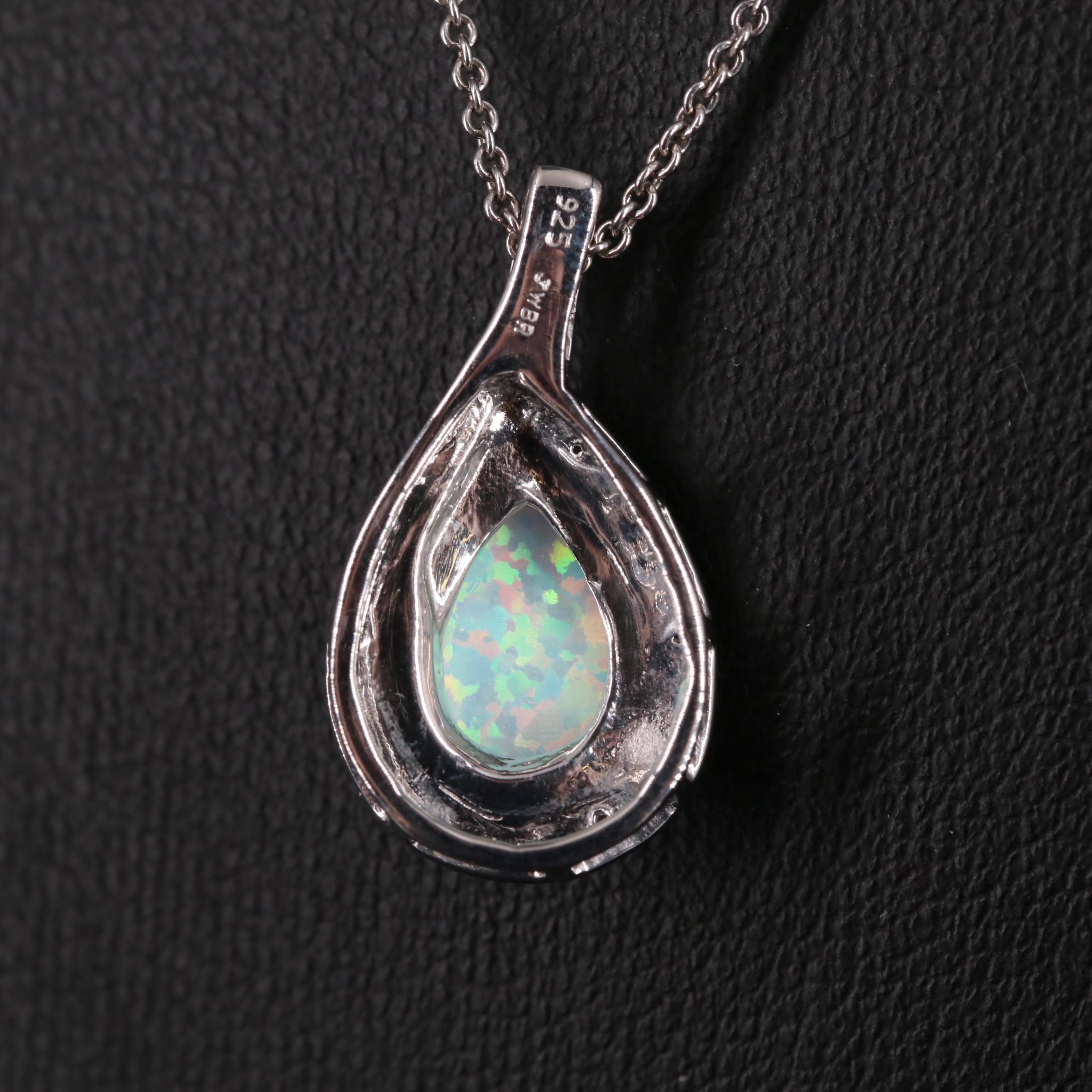 Sterling Silver Opal Pendant Necklace