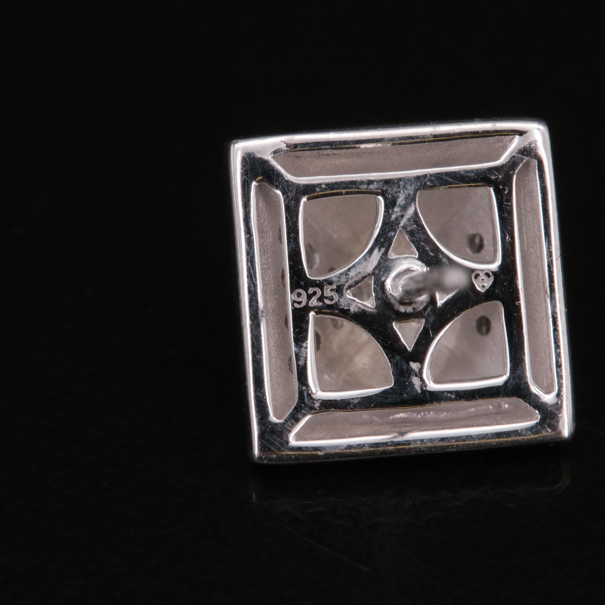 Sterling Diamond Pyramid Stud Earrings