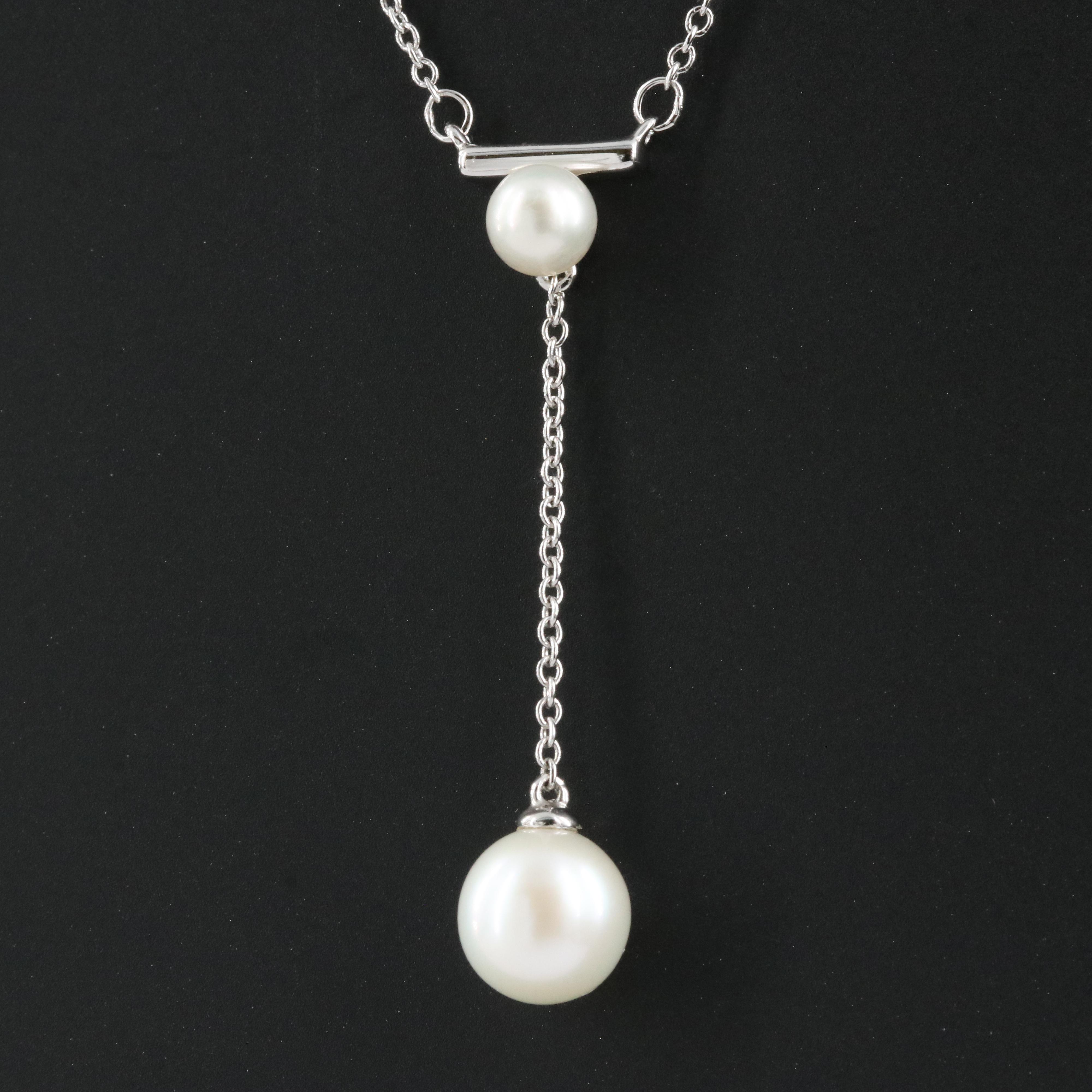 Sterling Pearl Drop Necklace