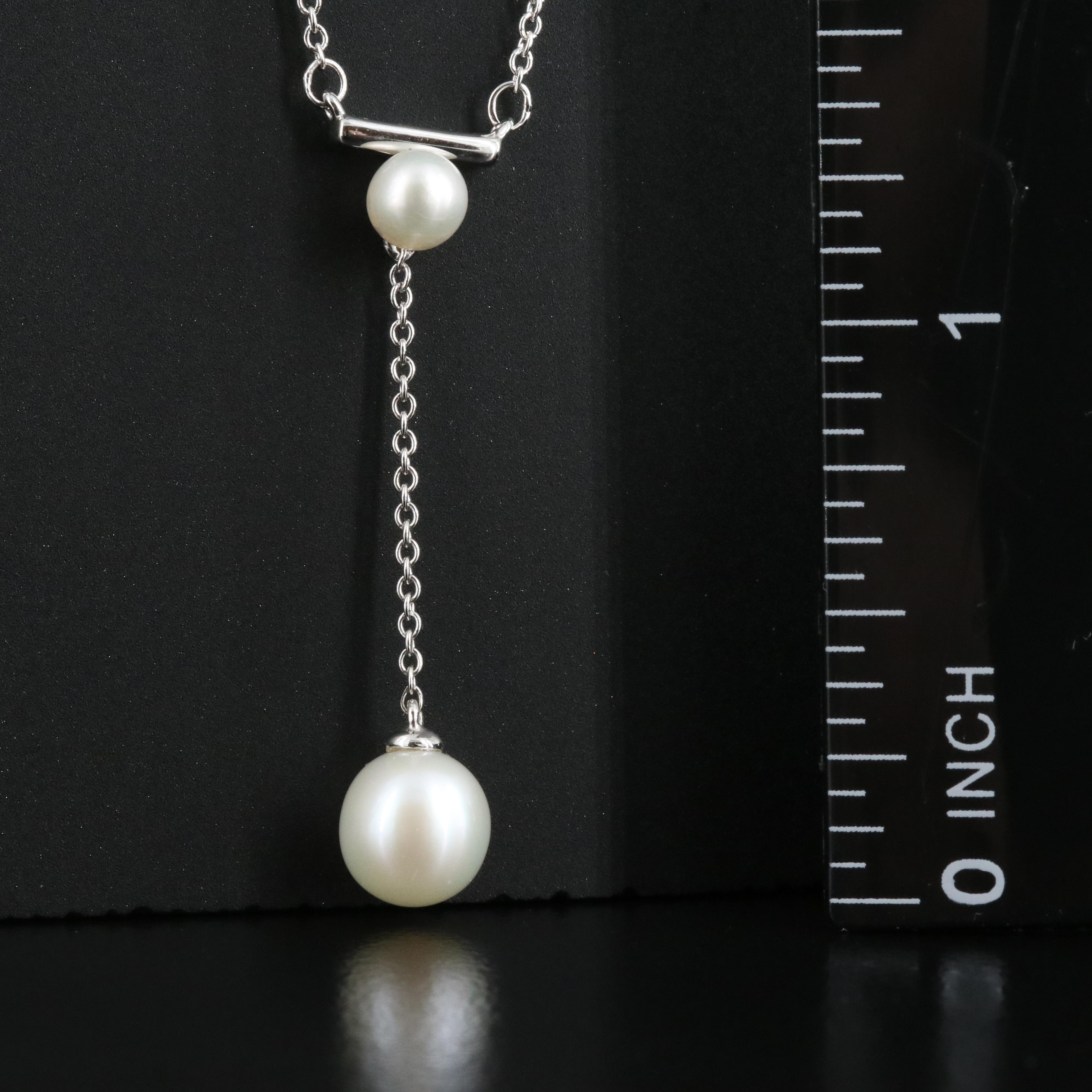 Sterling Pearl Drop Necklace