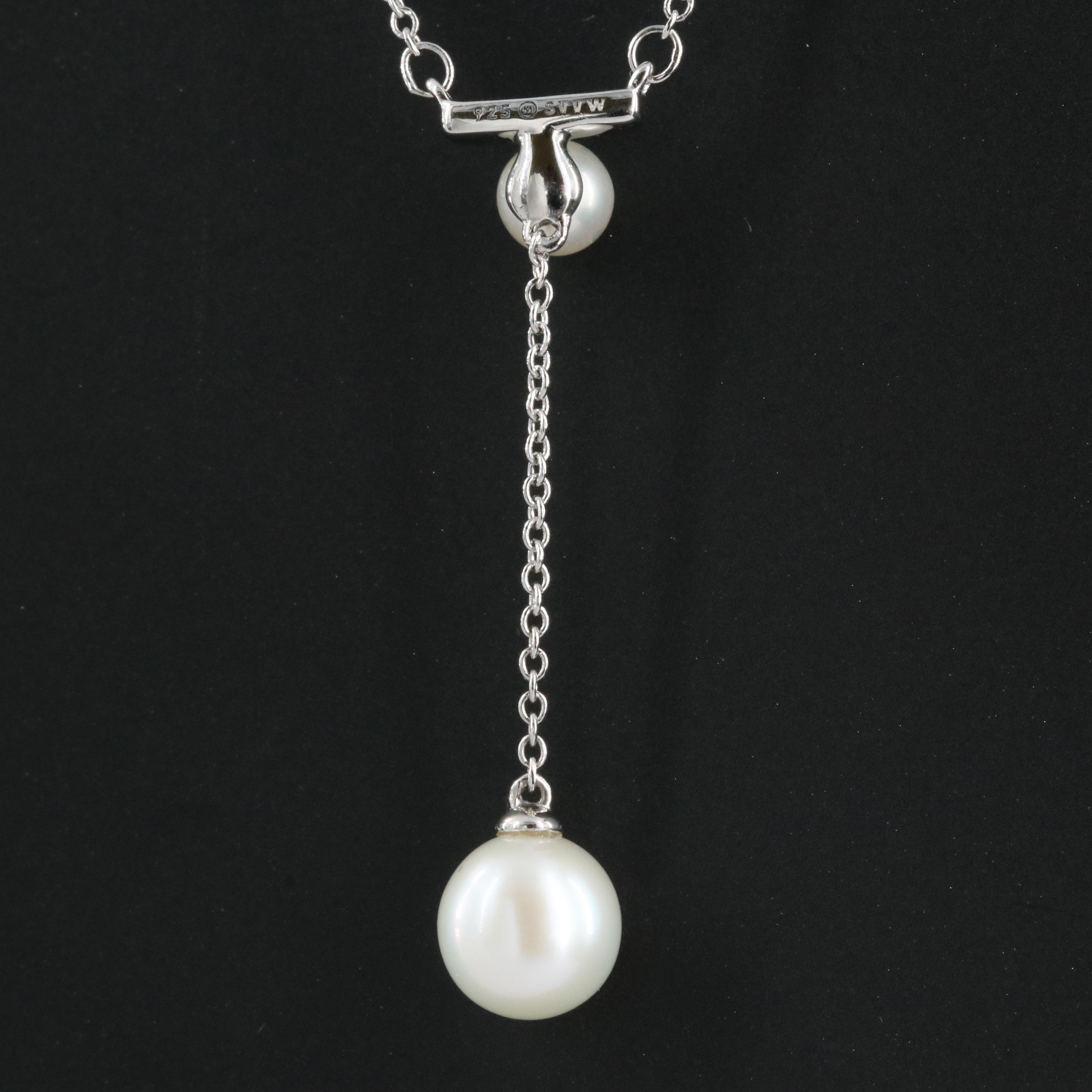Sterling Pearl Drop Necklace