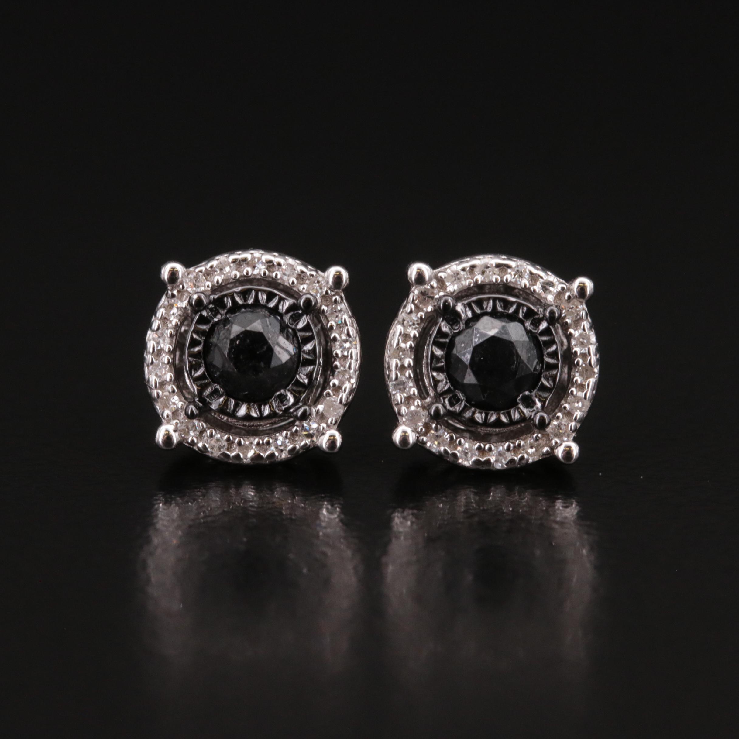 Sterling Diamond Stud Earrings
