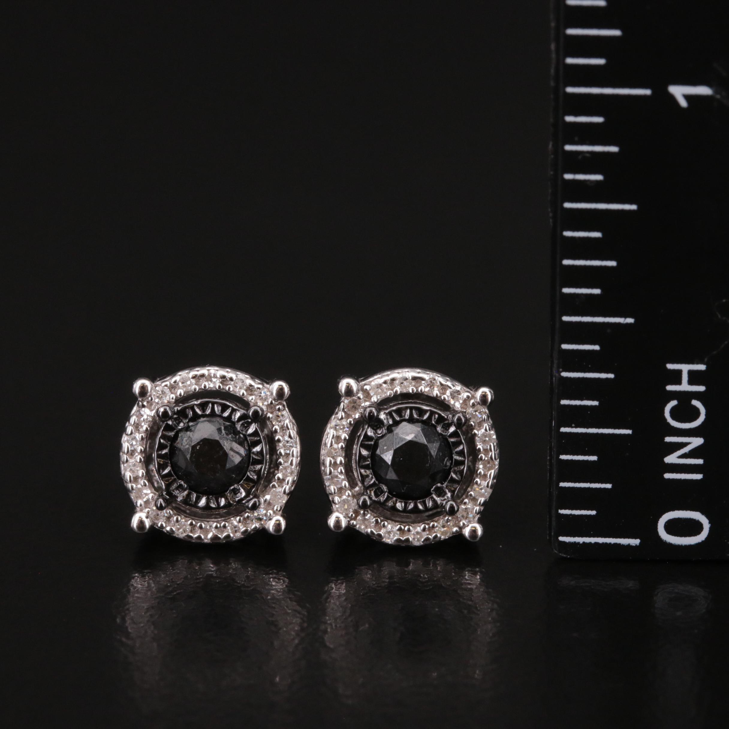 Sterling Diamond Stud Earrings