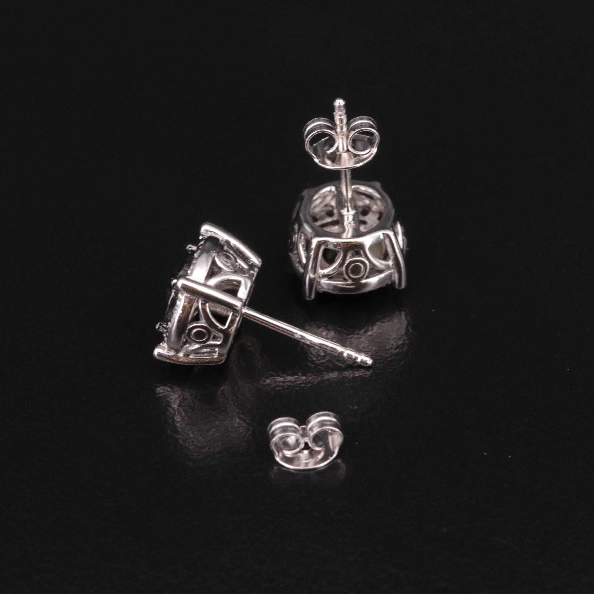 Sterling Diamond Stud Earrings