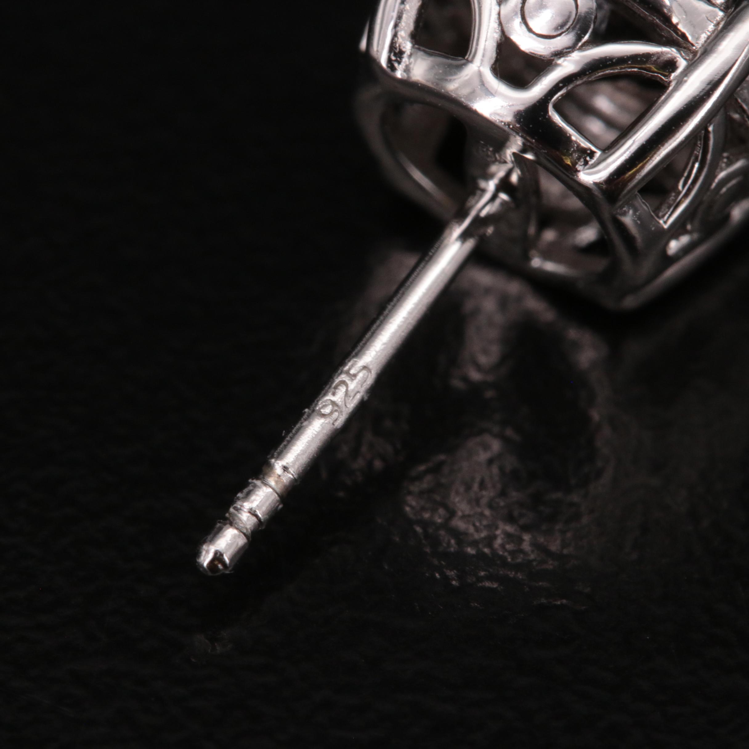 Sterling Diamond Stud Earrings