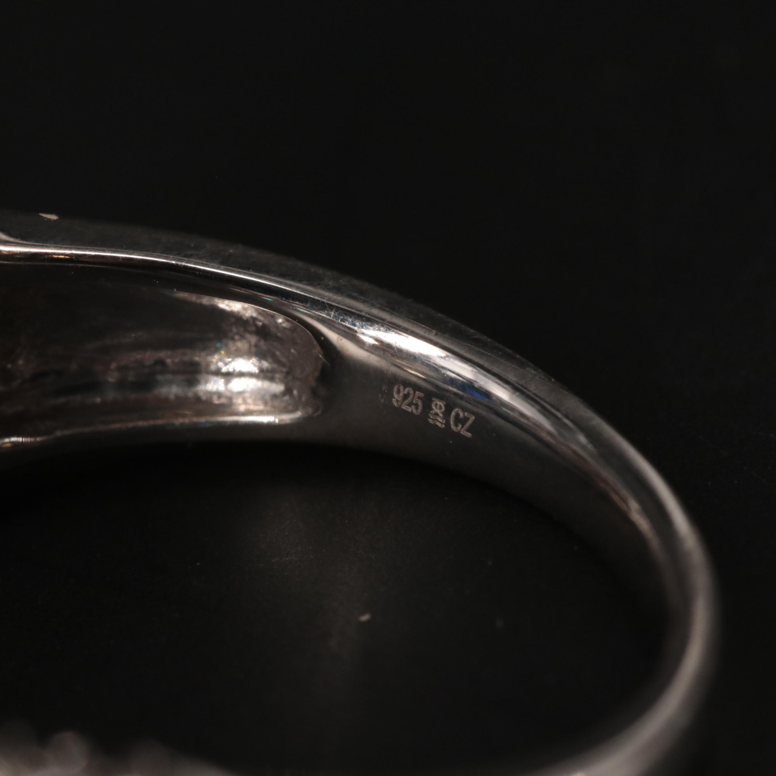 Sterling Silver Sapphire and Cubic Zirconia Ring