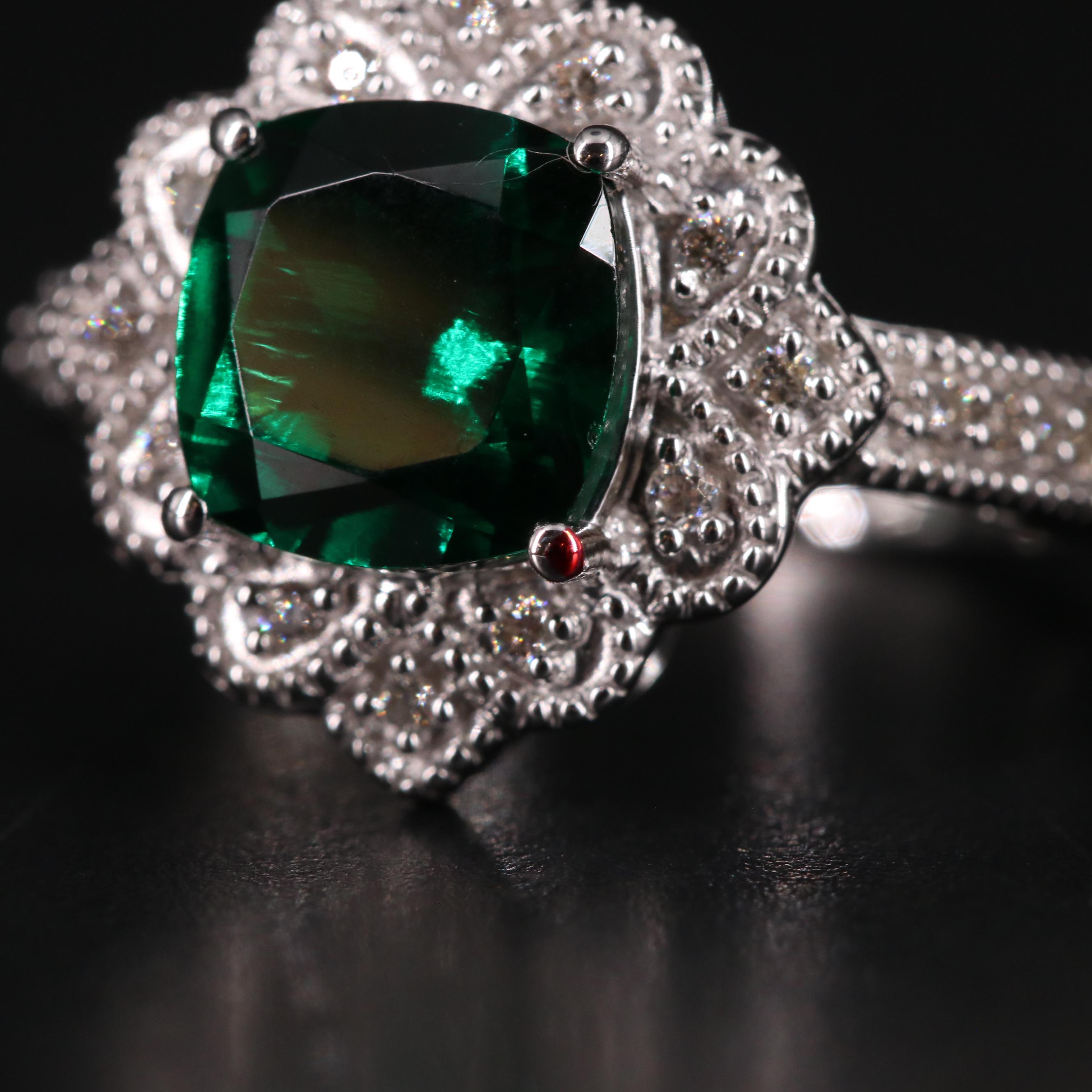 Sterling Silver Emerald Ring