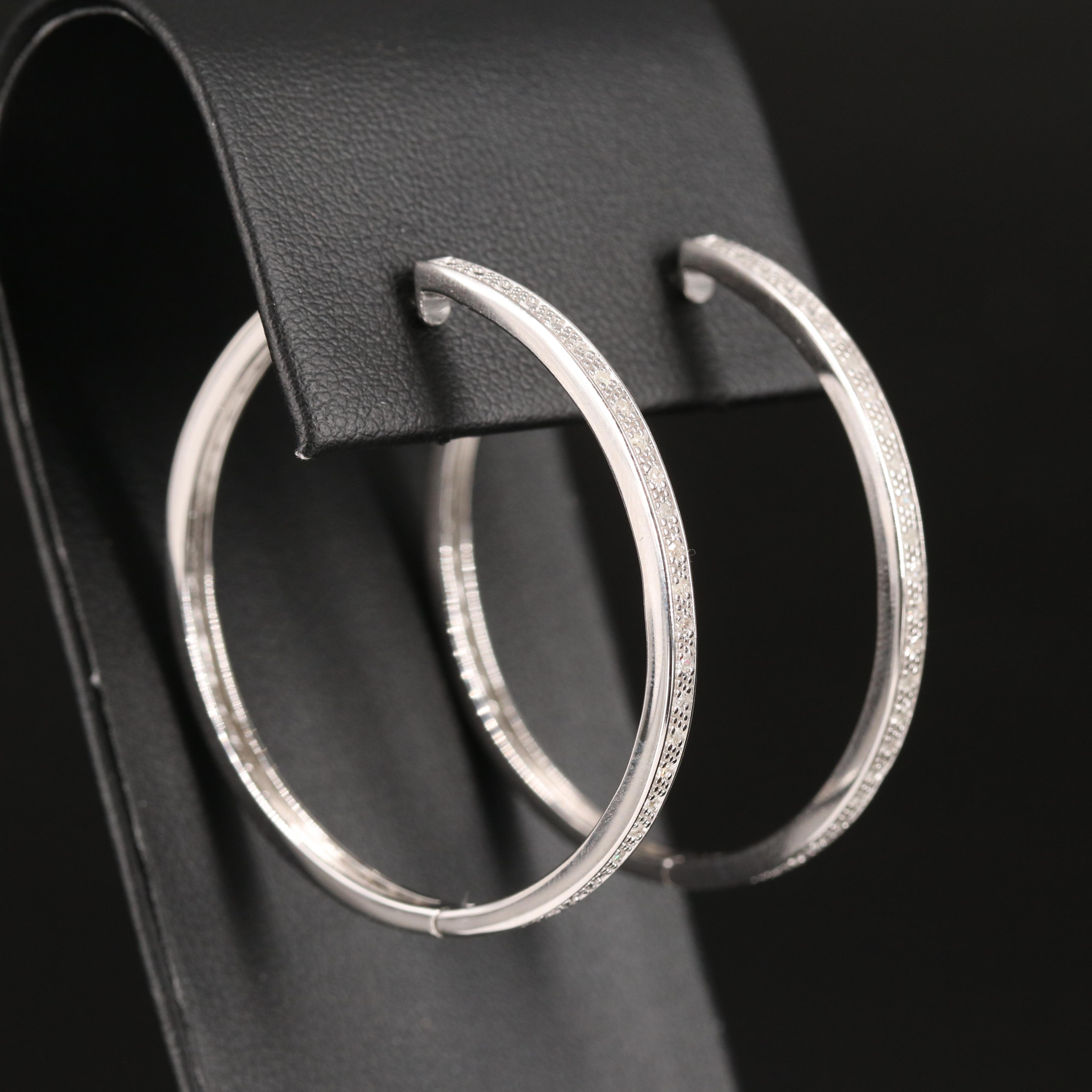 Diamond Hoop Earrings in Sterling