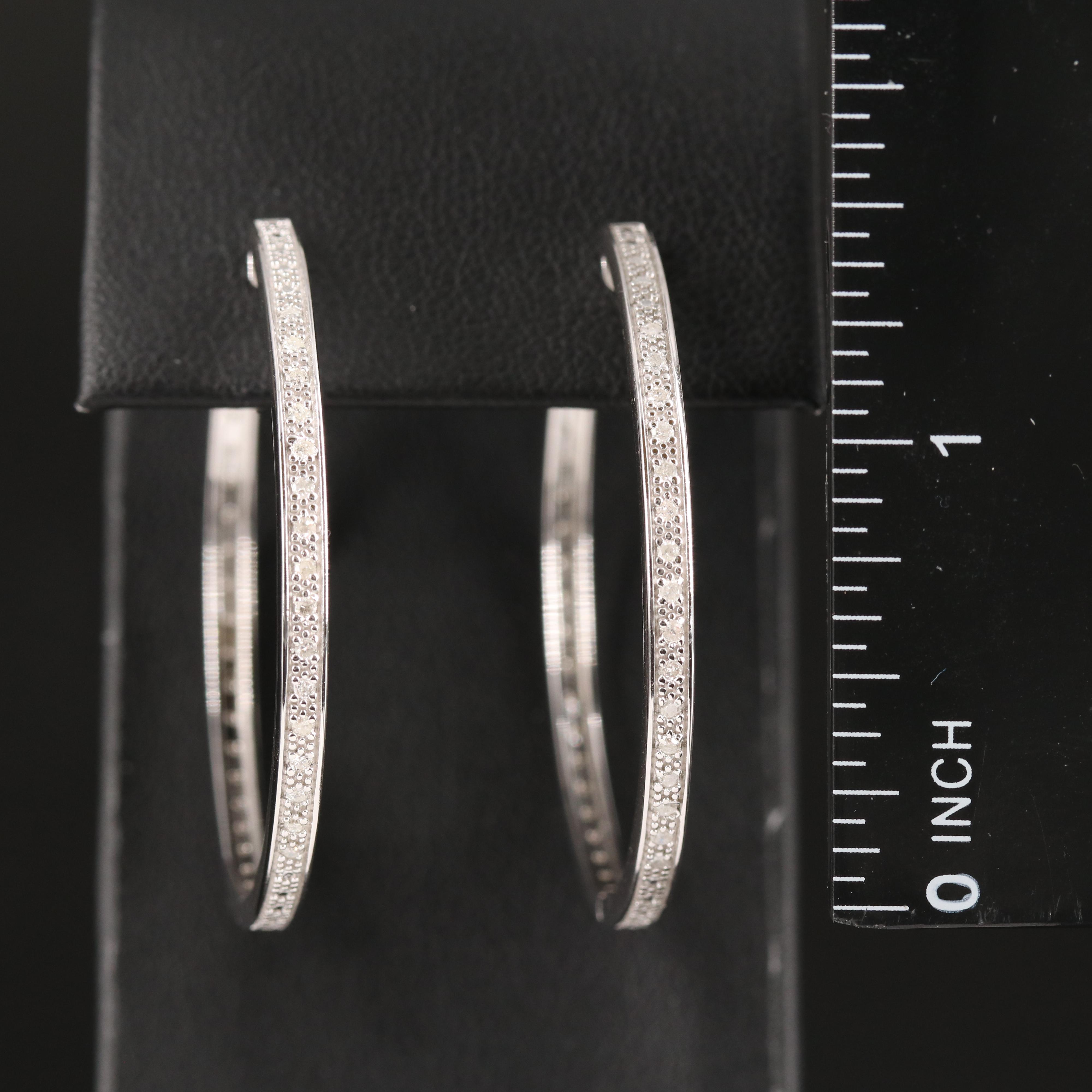 Diamond Hoop Earrings in Sterling