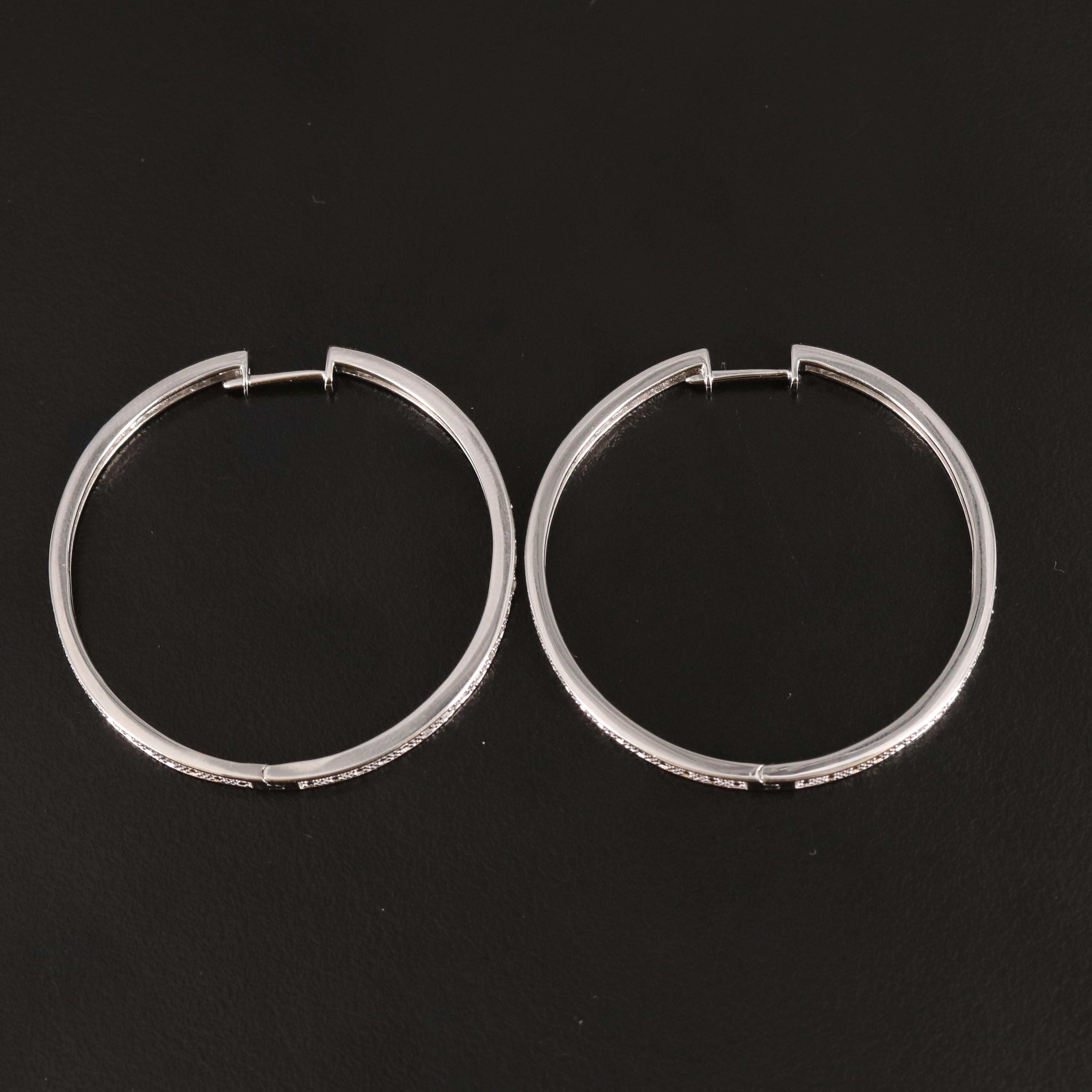 Diamond Hoop Earrings in Sterling