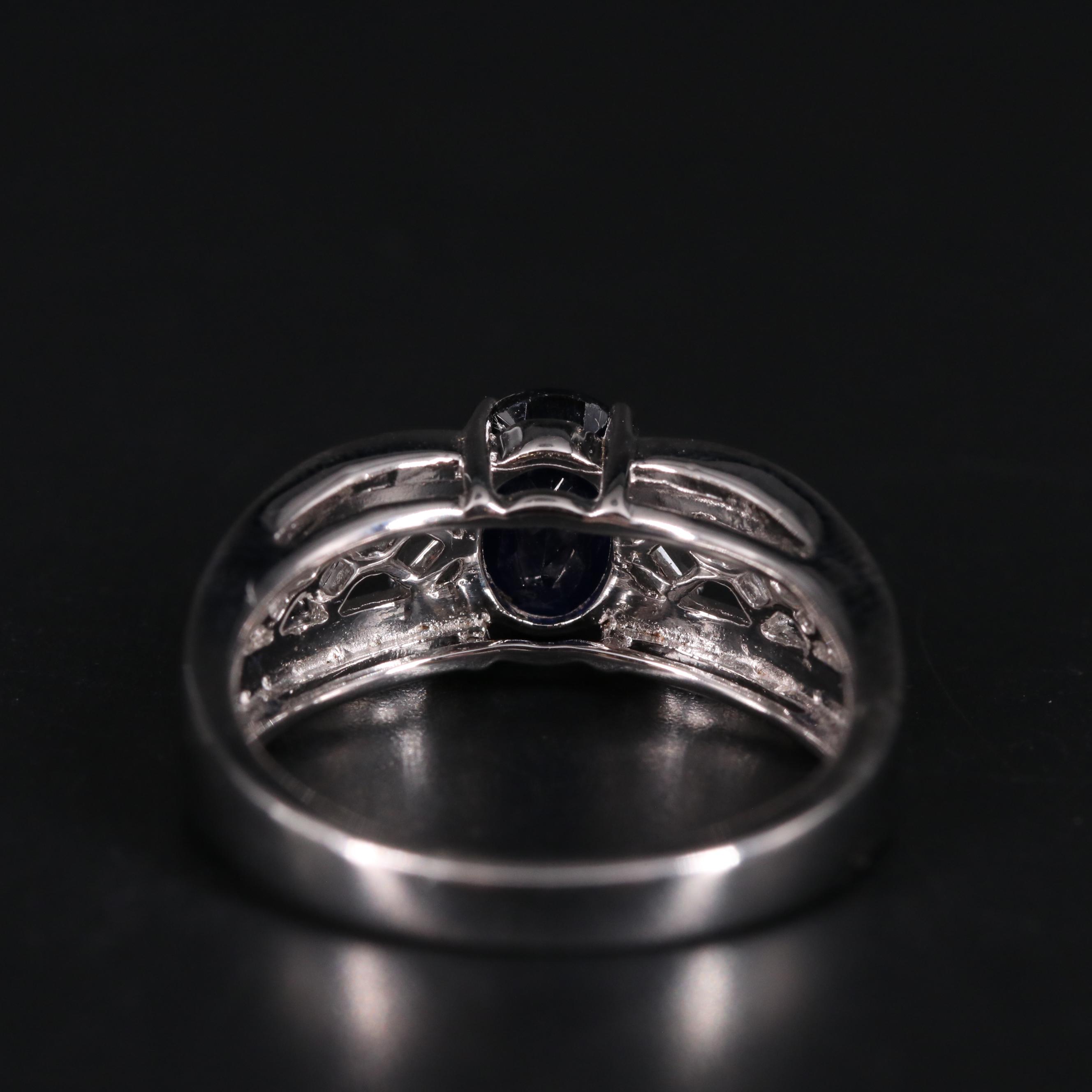 Sterling Silver Ring with Sapphire and White Sapphire