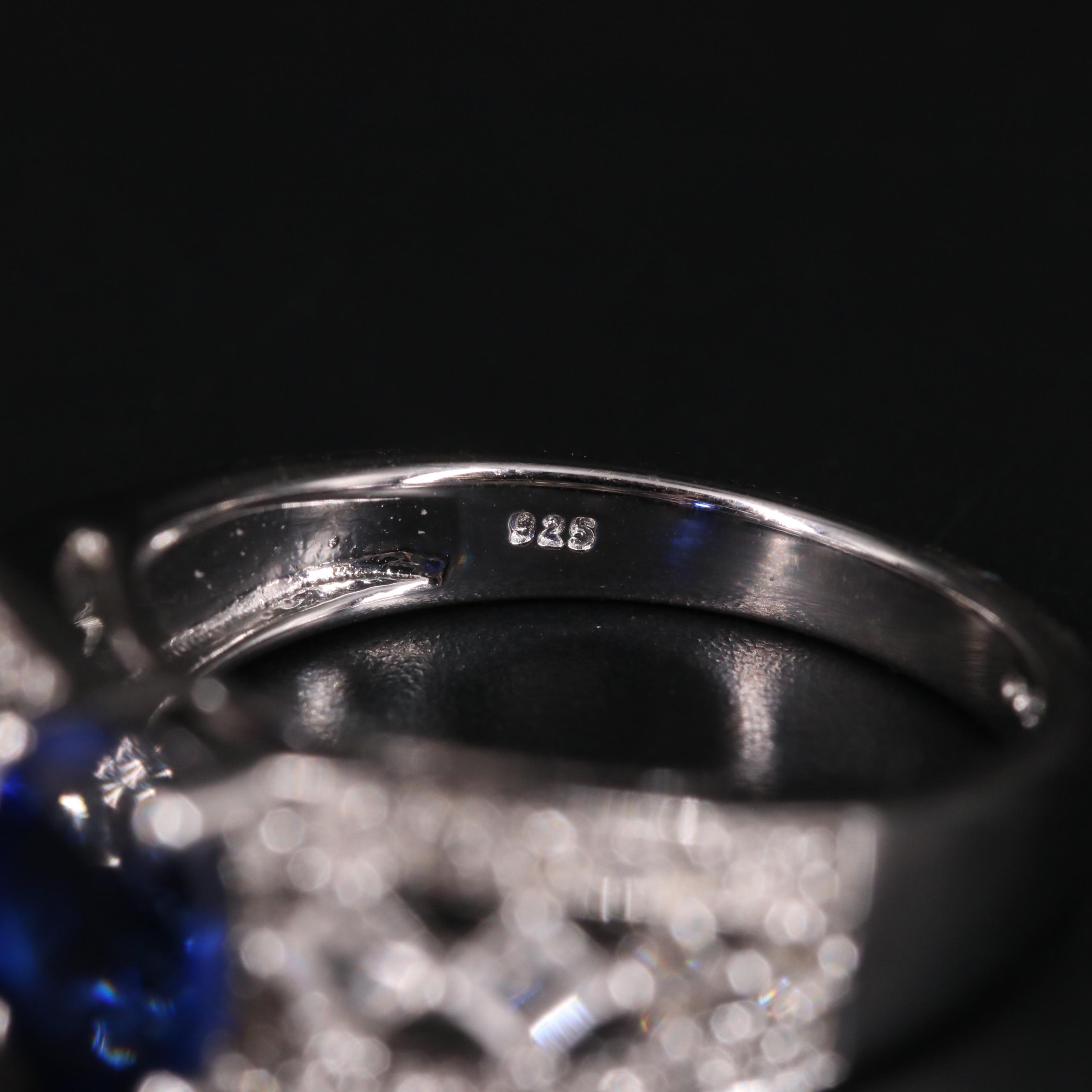 Sterling Silver Ring with Sapphire and White Sapphire