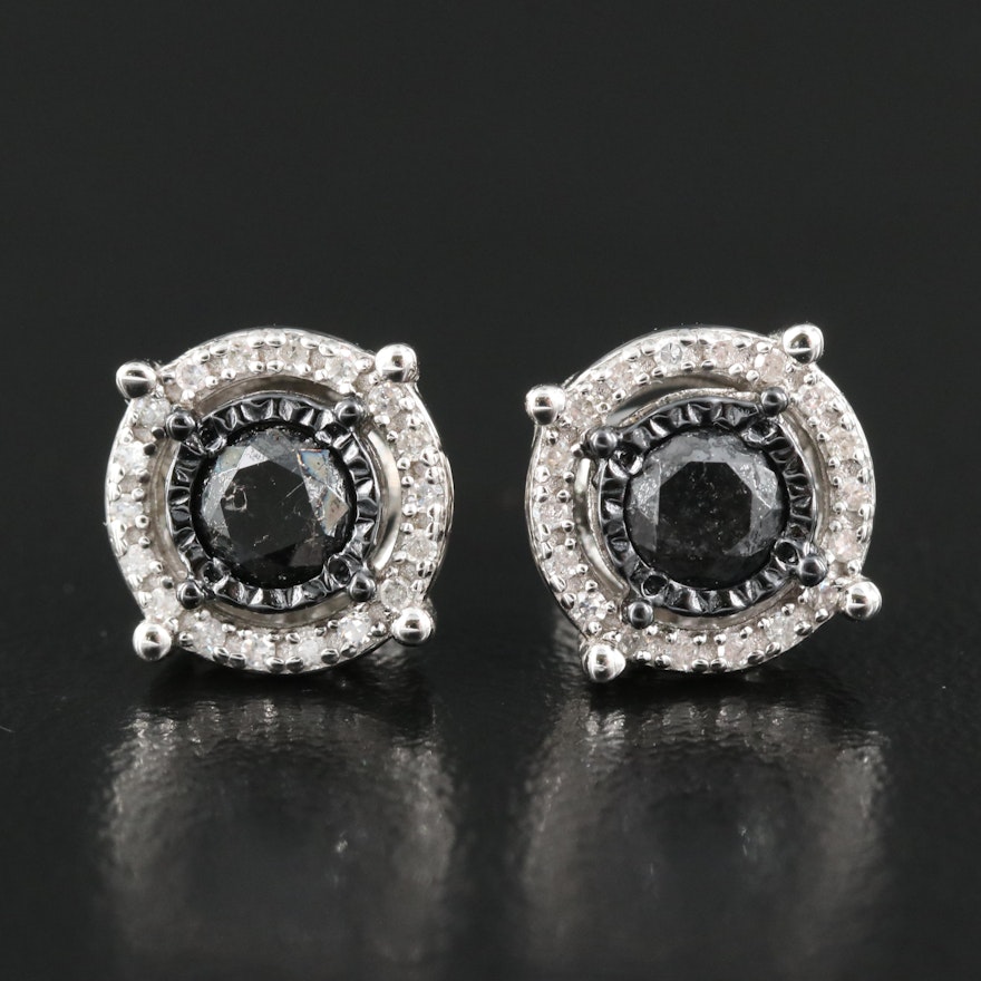 Sterling 1.08 CTW Diamond Stud Earrings