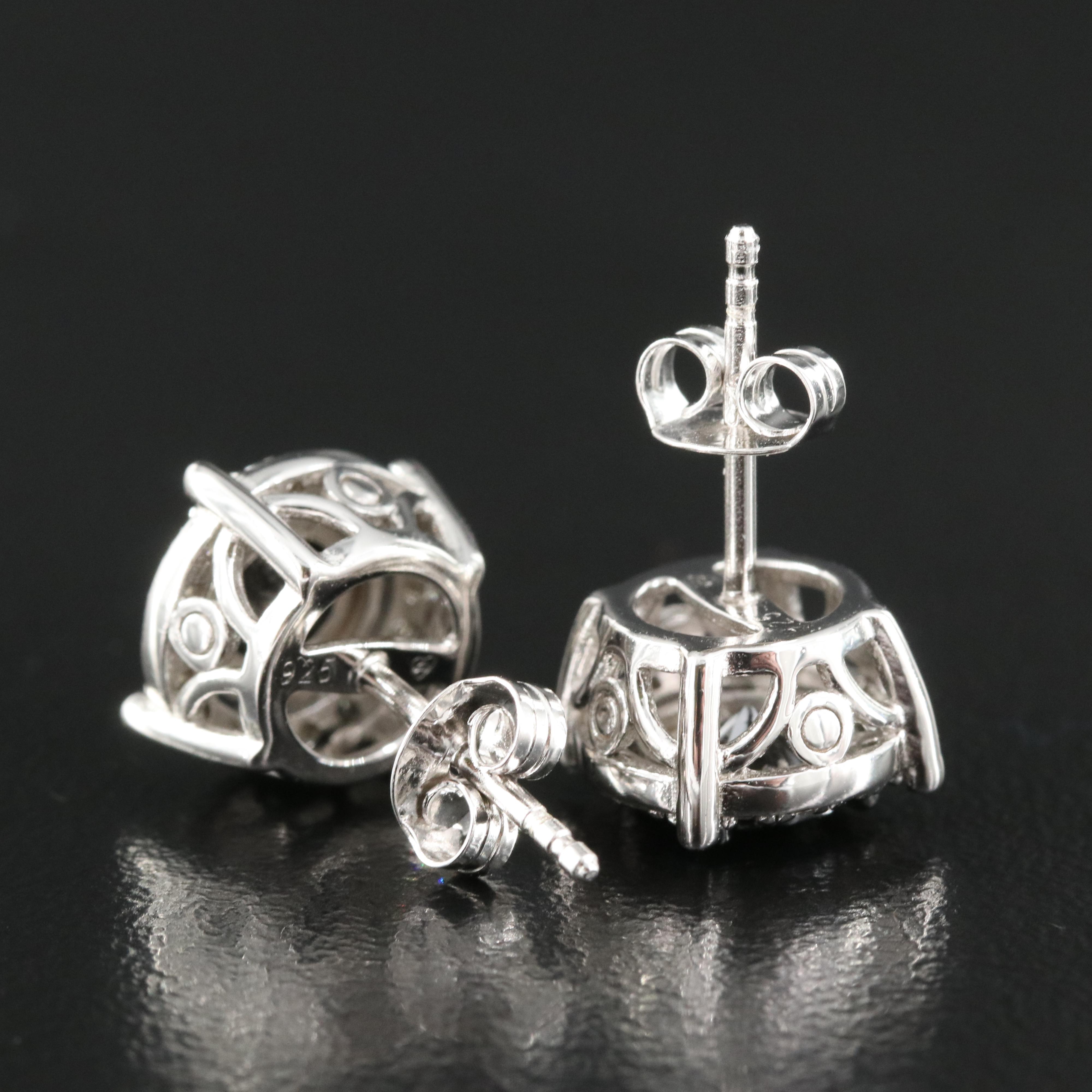 Sterling 1.08 CTW Diamond Stud Earrings