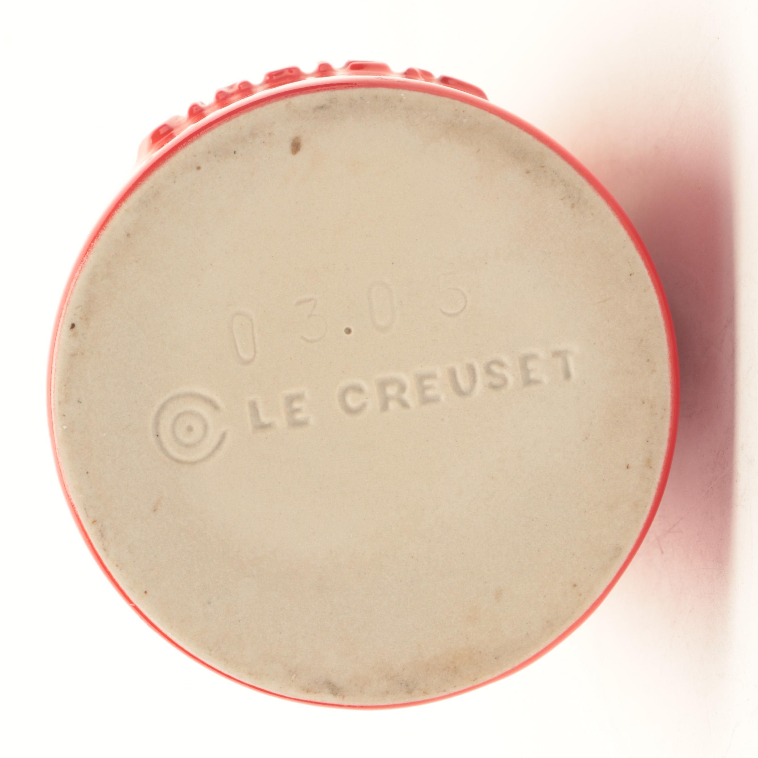 Le Creuset and Cousances French Enameled Cast Iron Pans and Ceramic Cruet