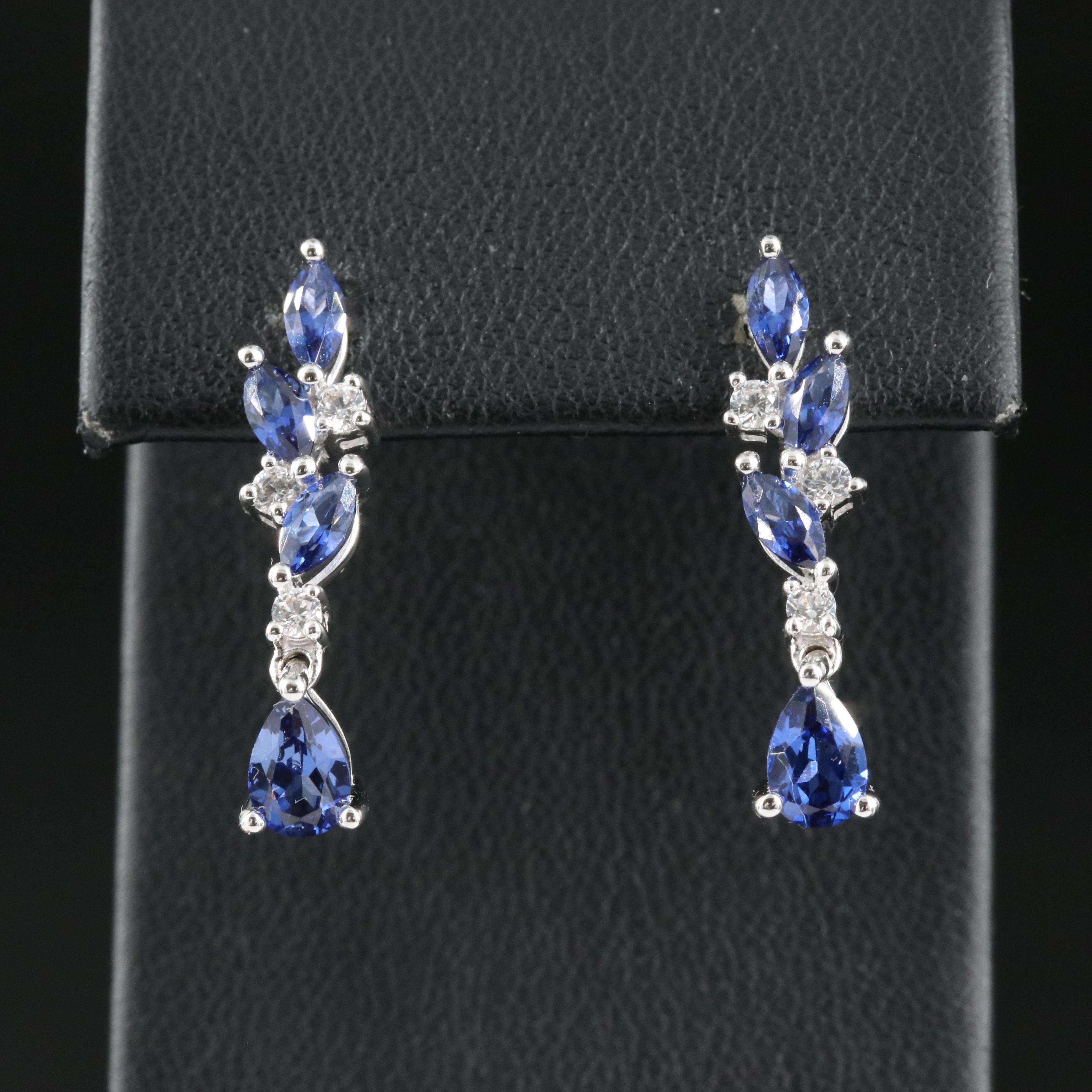 Sterling Sapphire and White Sapphire Earrings