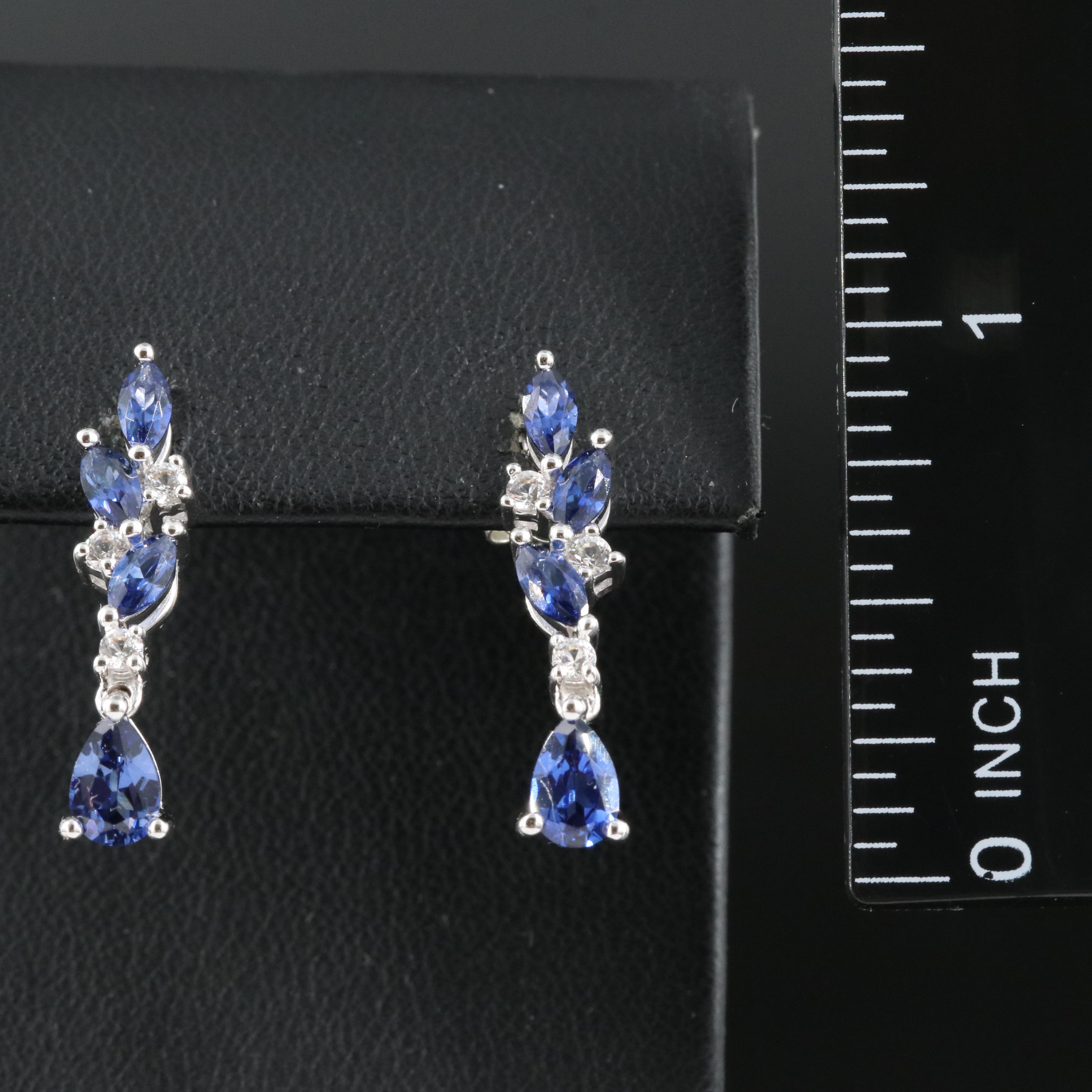 Sterling Sapphire and White Sapphire Earrings