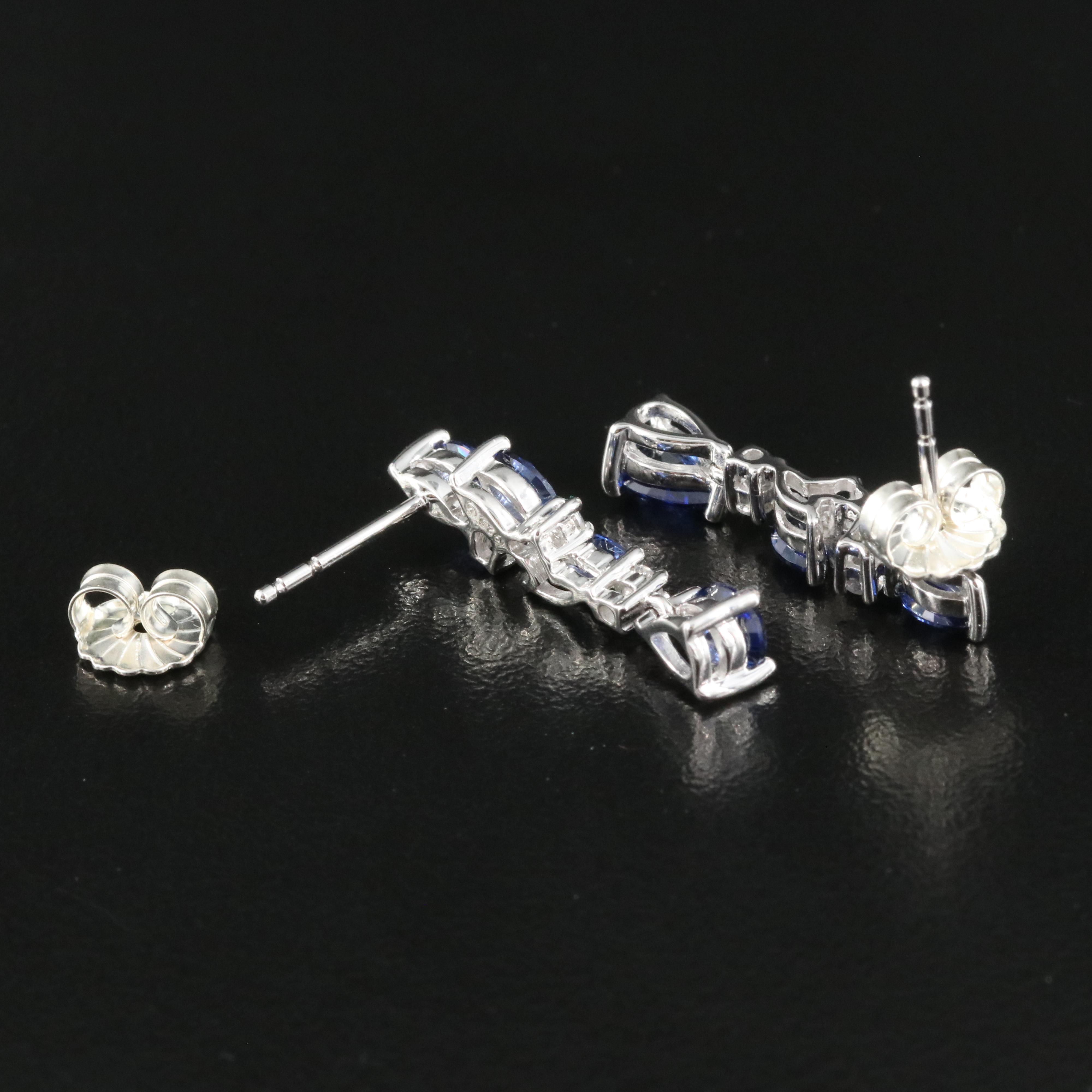 Sterling Sapphire and White Sapphire Earrings