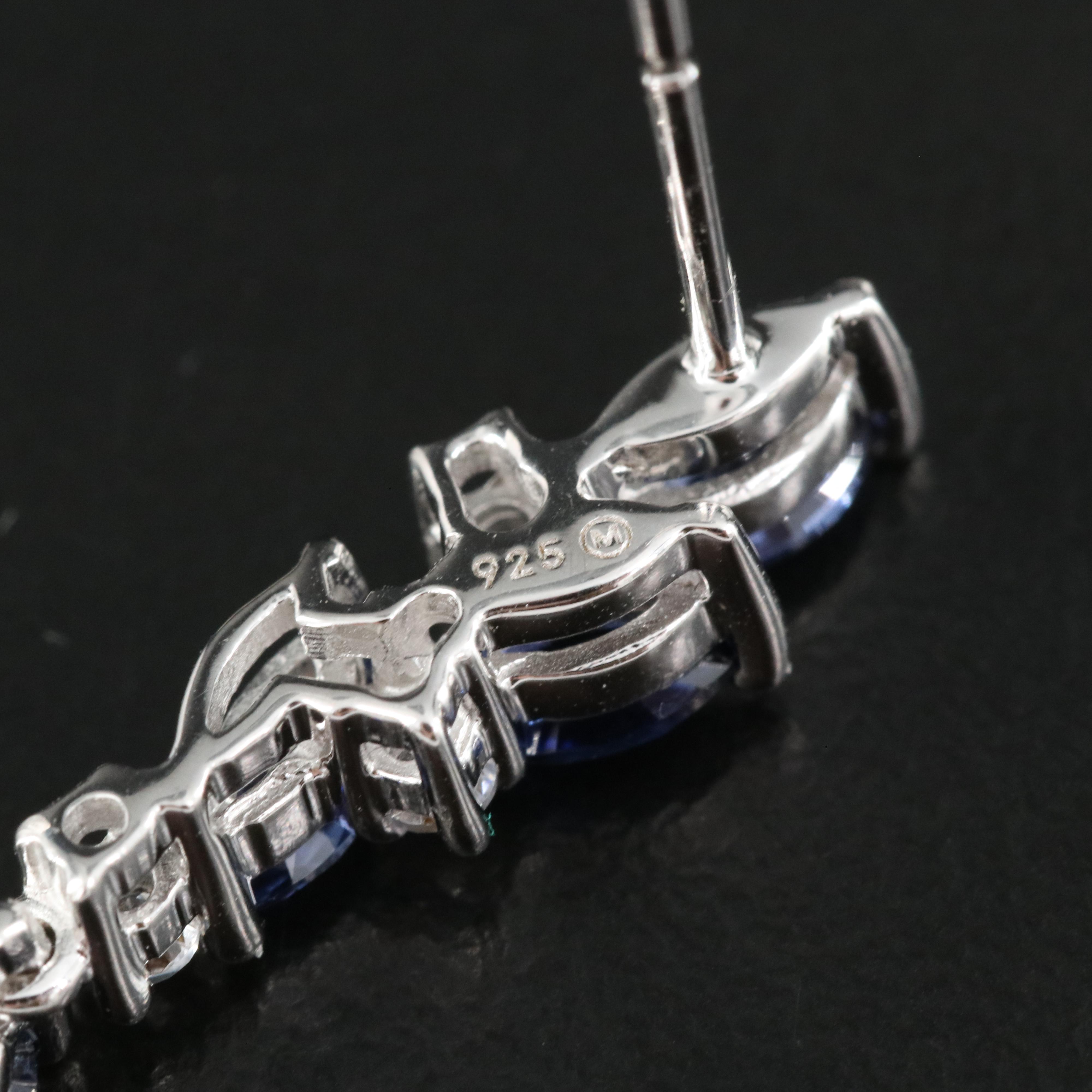 Sterling Sapphire and White Sapphire Earrings