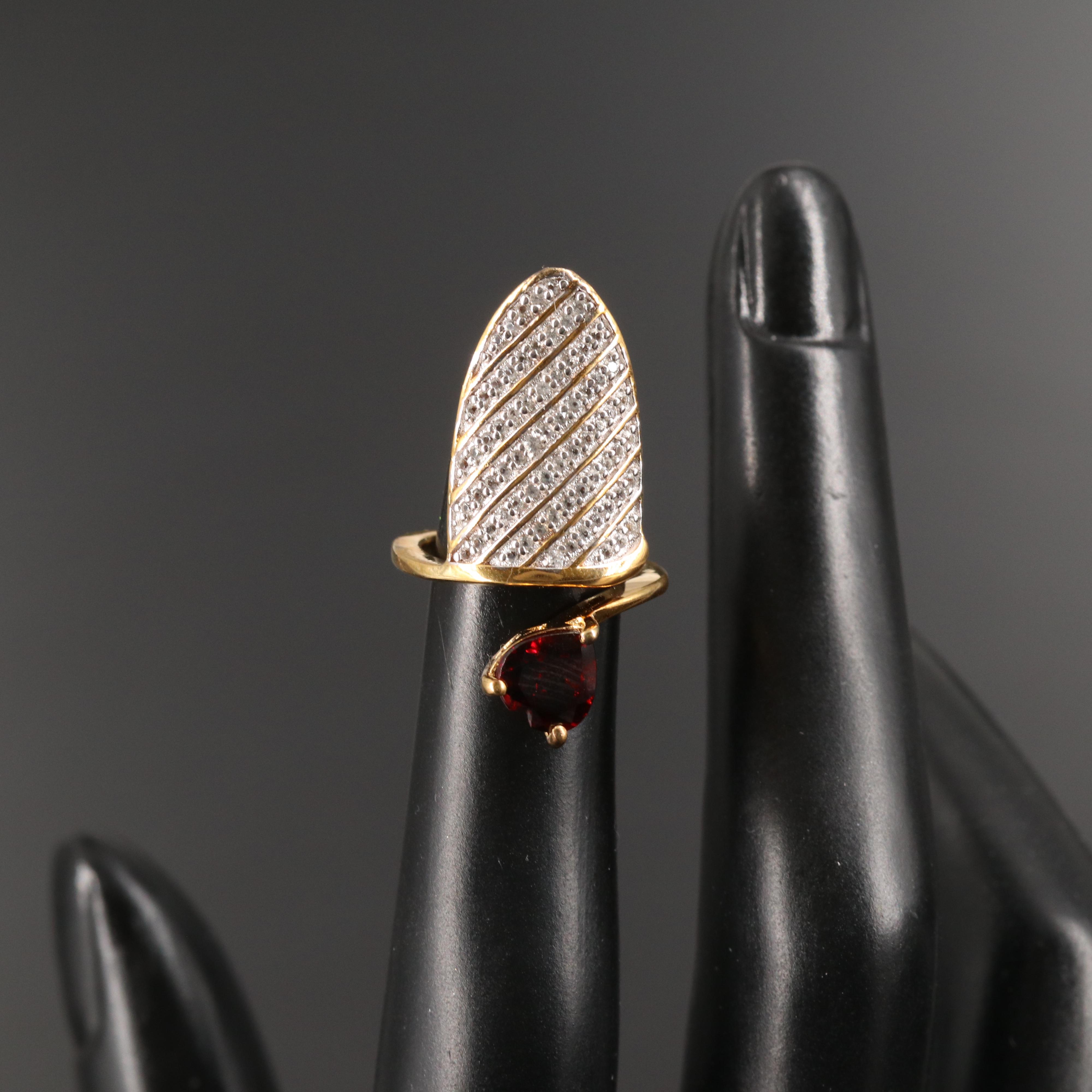 Sterling Garnet and Topaz Nail Ring