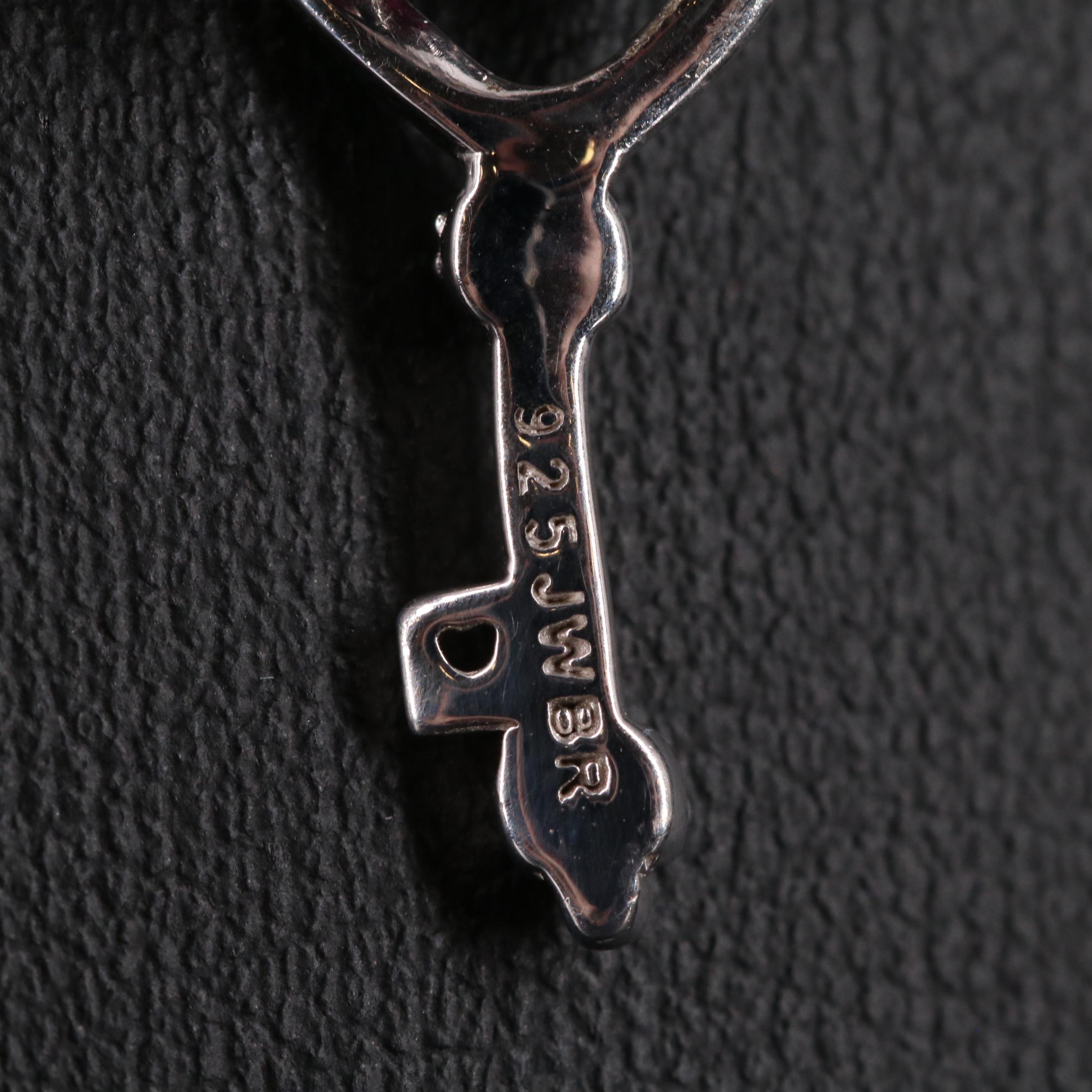 Sterling Silver Ruby Heart Pendant with Key