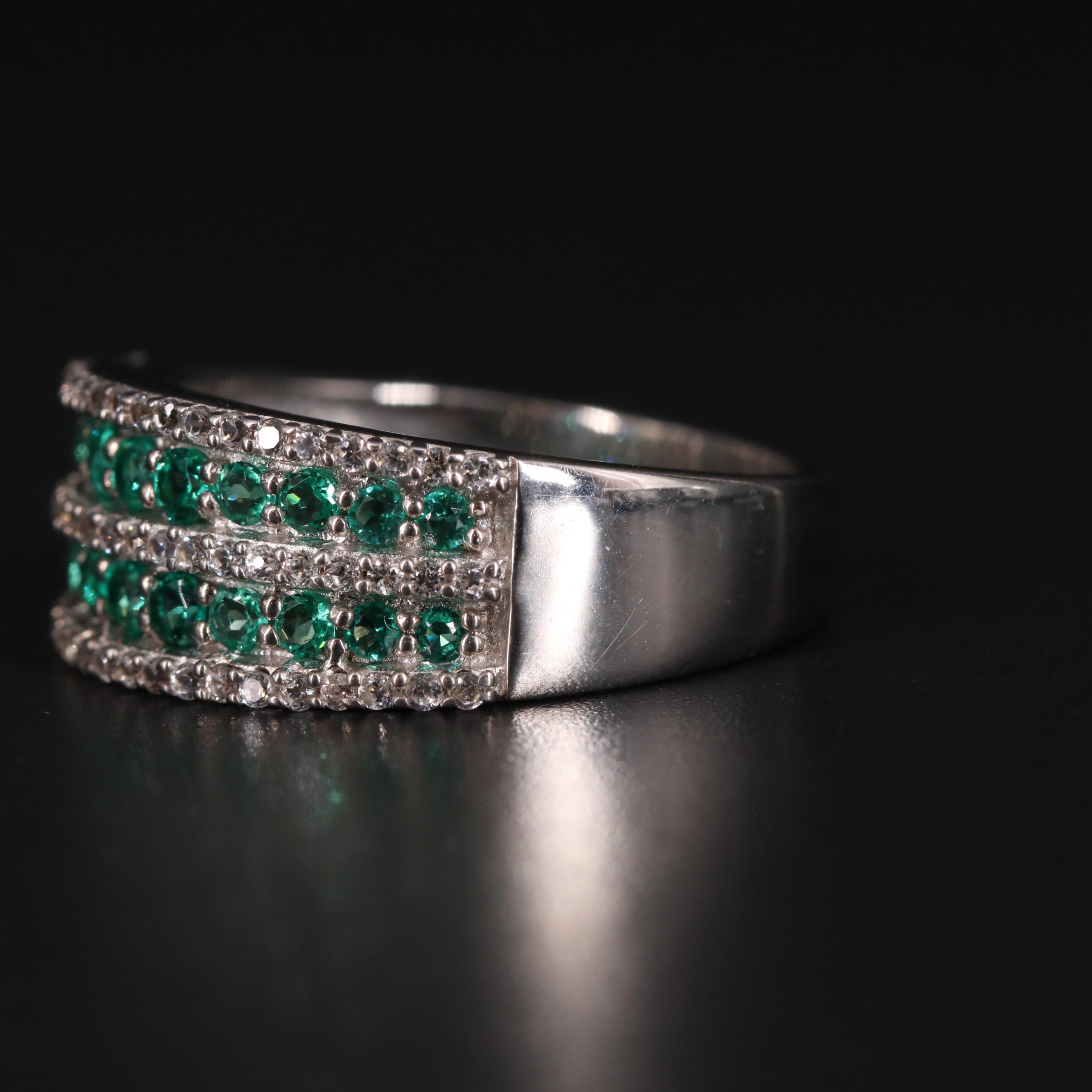 Sterling Silver Emerald and Topaz Ring