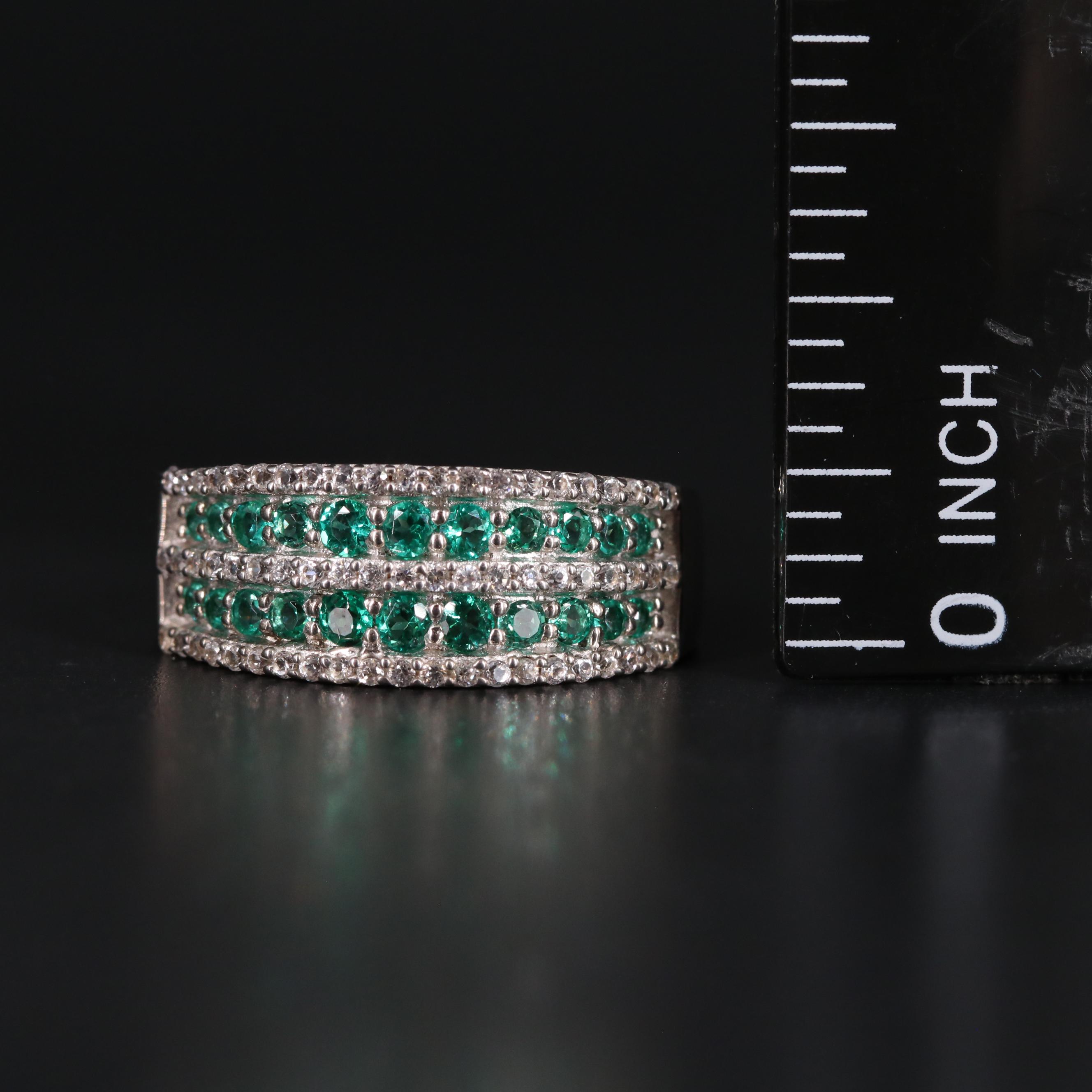 Sterling Silver Emerald and Topaz Ring