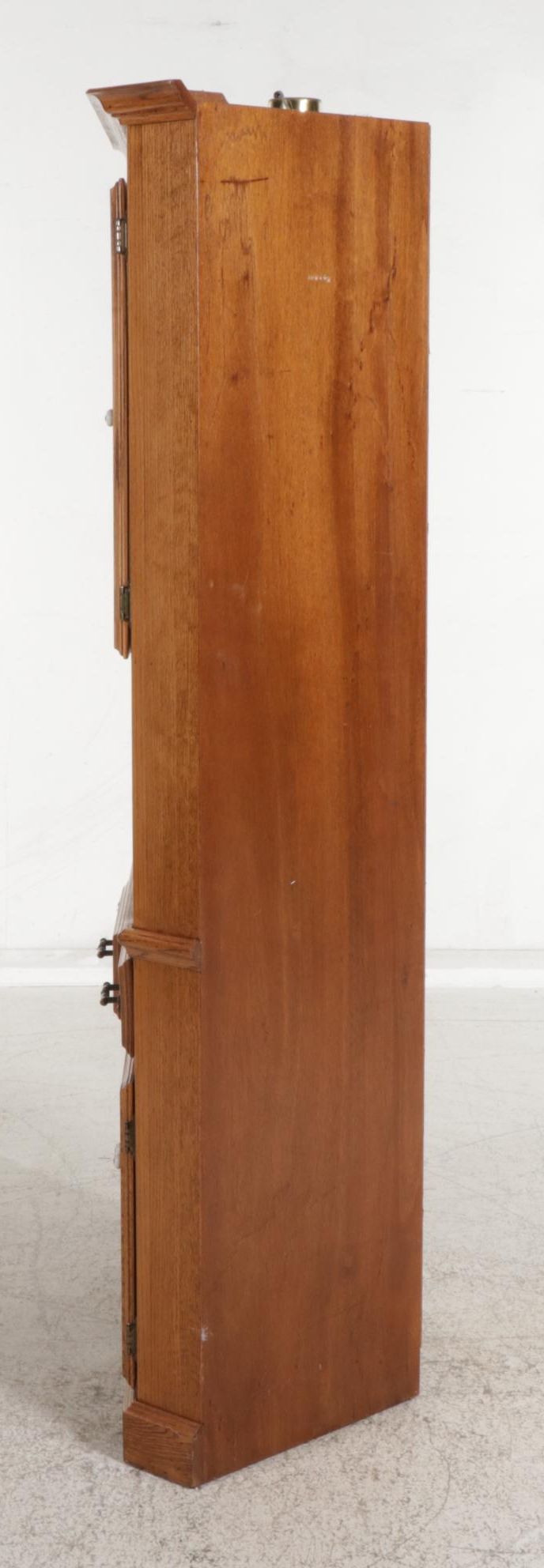 Victorian Style Oak and Leaded Glass Corner Cabinet