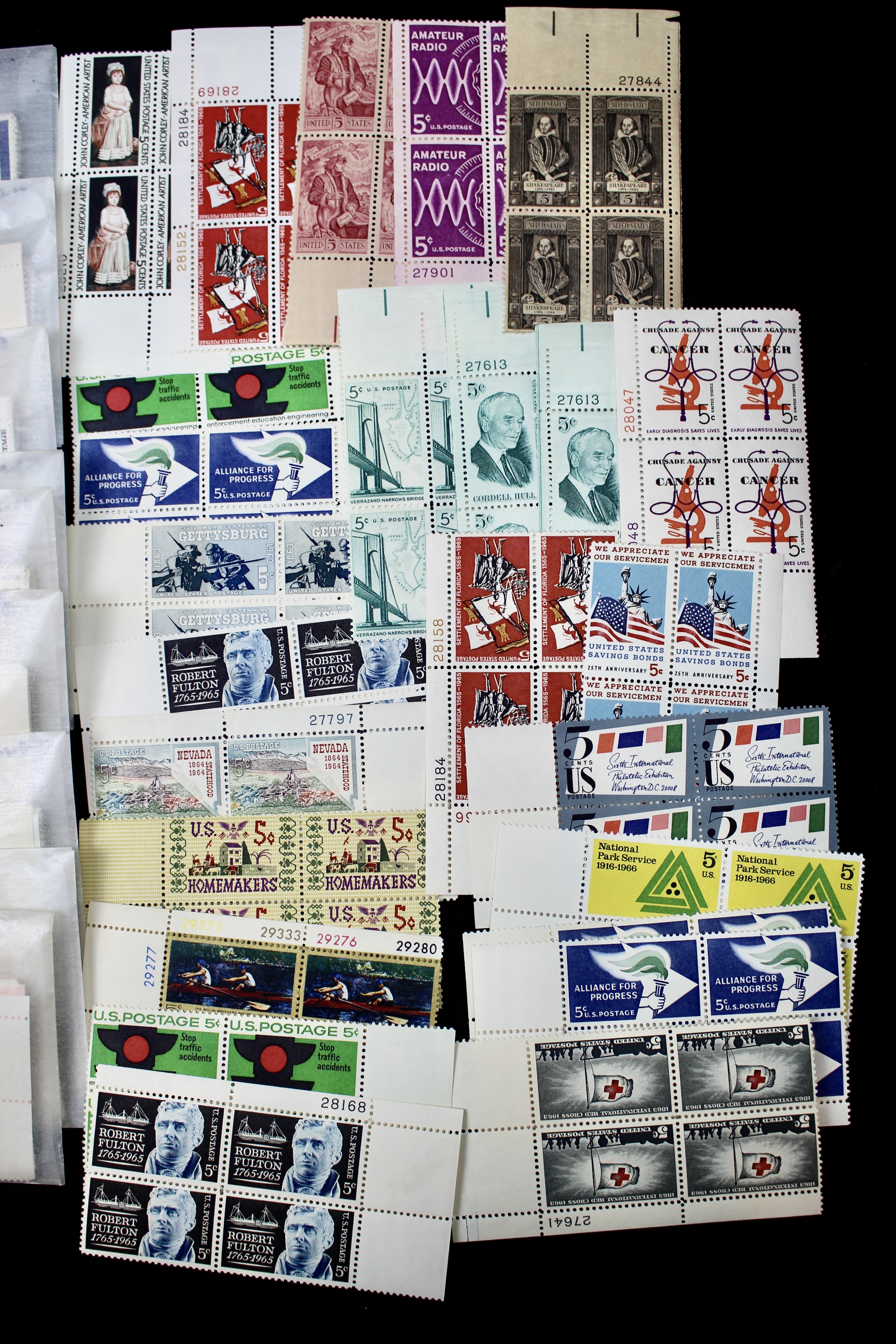 1000 U.S. Postage Stamp Plate Blocks, 1940s to 1960s