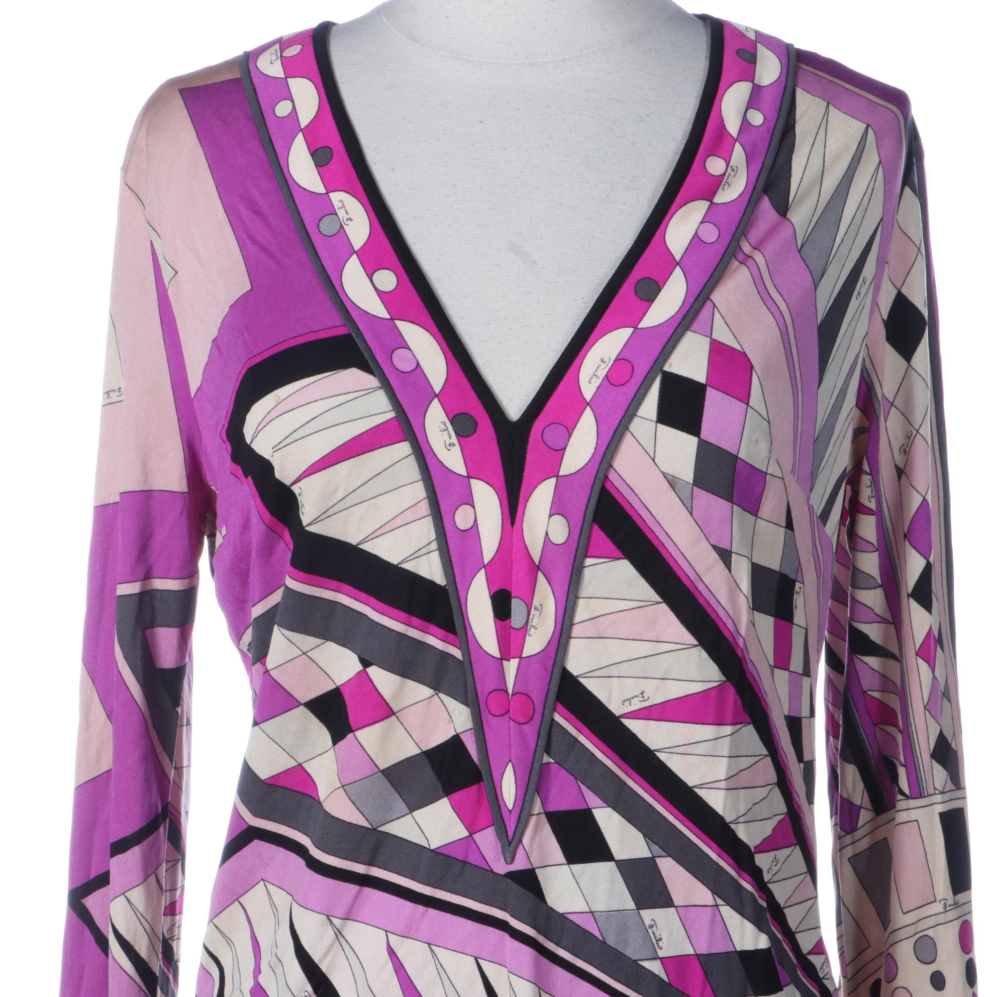 Vintage Emilio Pucci for Lord & Taylor Long Skirt and V-Neck Top in Silk Jersey