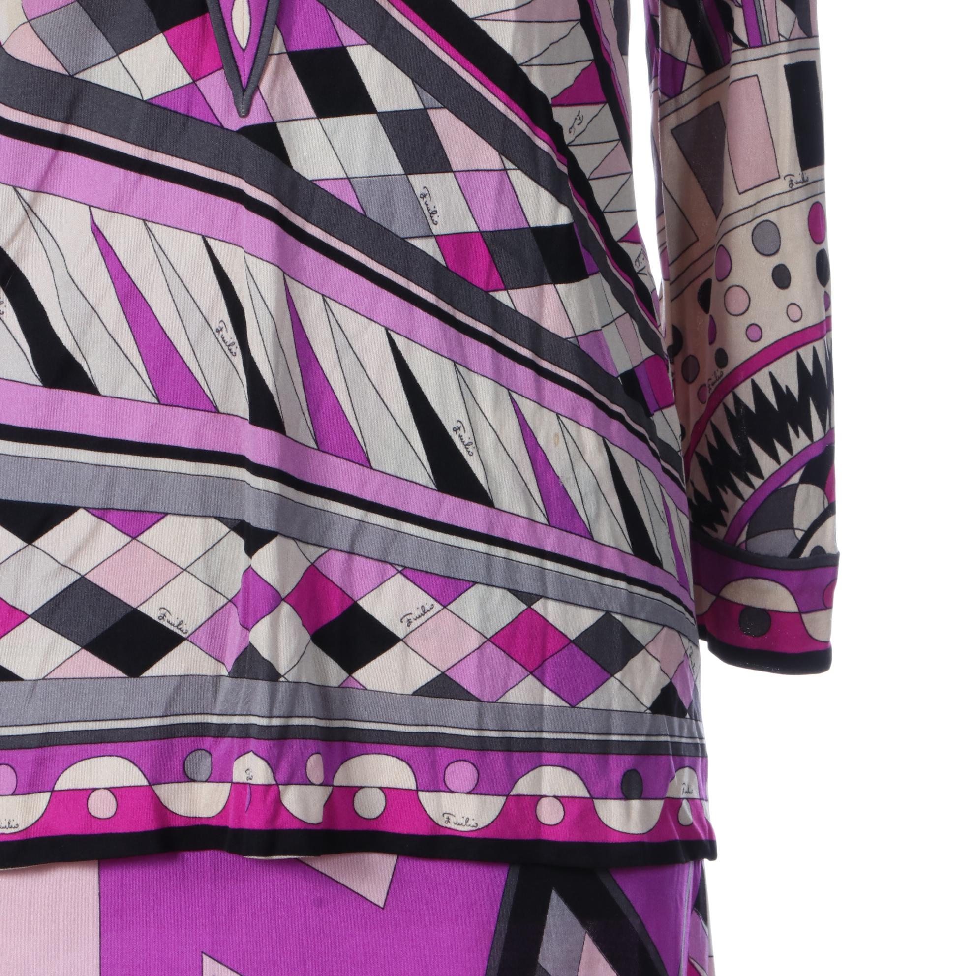 Vintage Emilio Pucci for Lord & Taylor Long Skirt and V-Neck Top in Silk Jersey