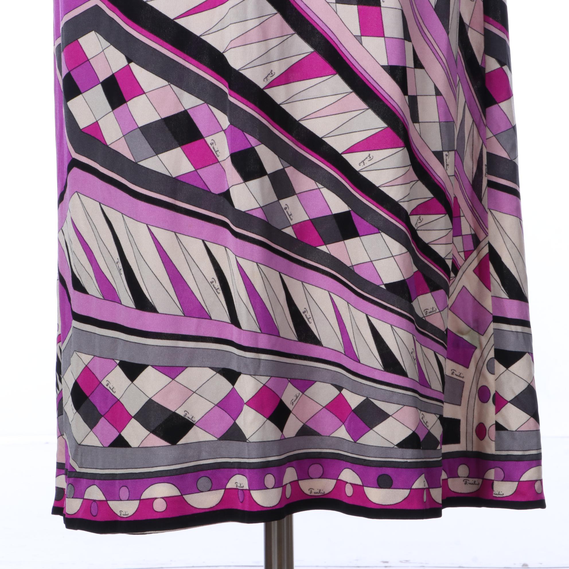 Vintage Emilio Pucci for Lord & Taylor Long Skirt and V-Neck Top in Silk Jersey