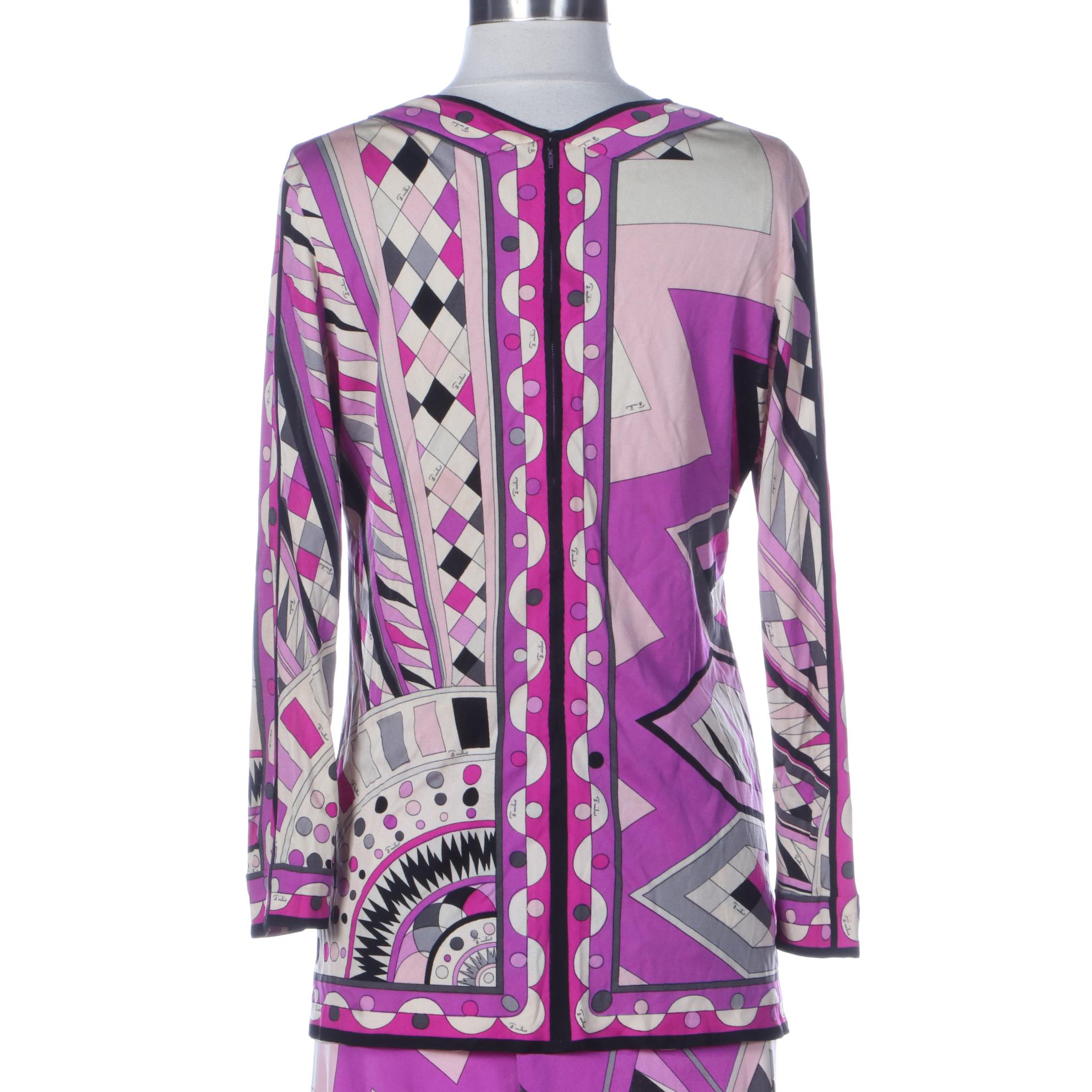 Vintage Emilio Pucci for Lord & Taylor Long Skirt and V-Neck Top in Silk Jersey