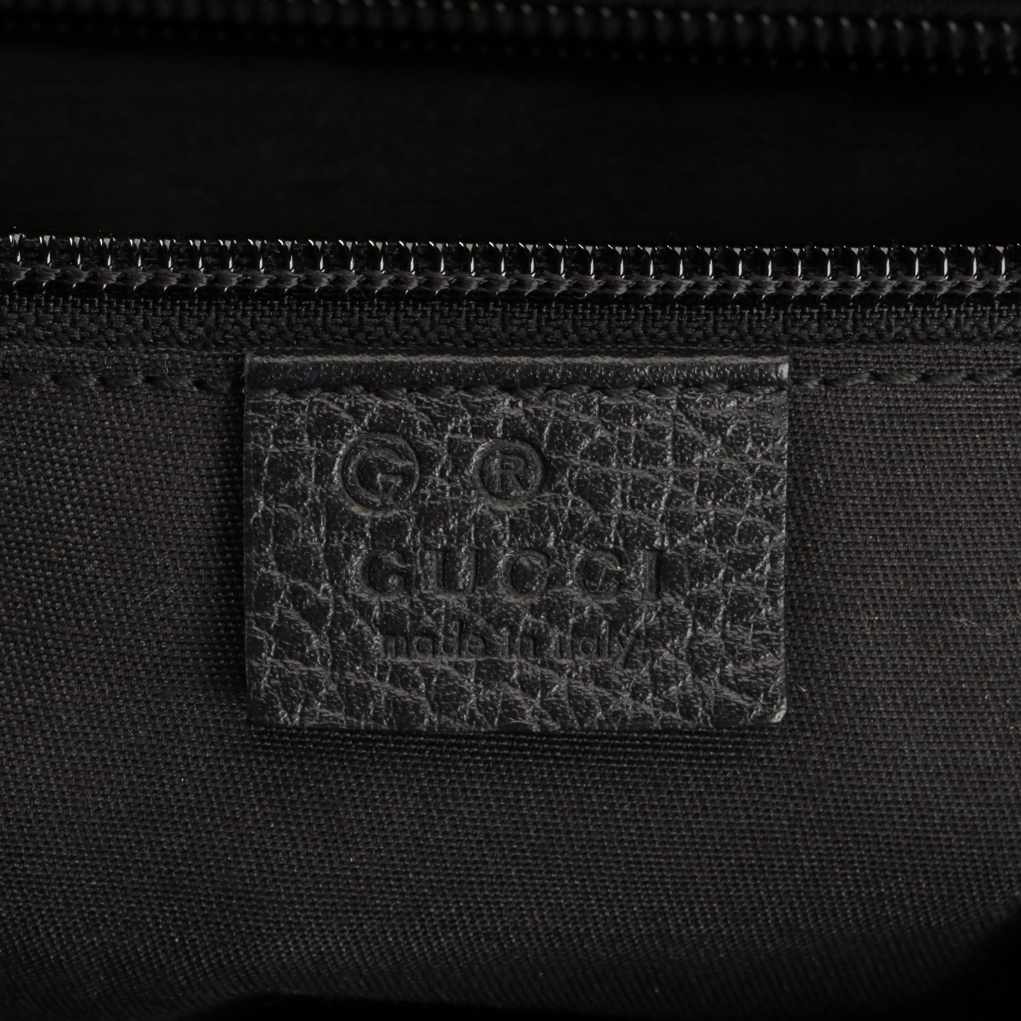 Gucci Backpack in Black GG Canvas with Leather Trim