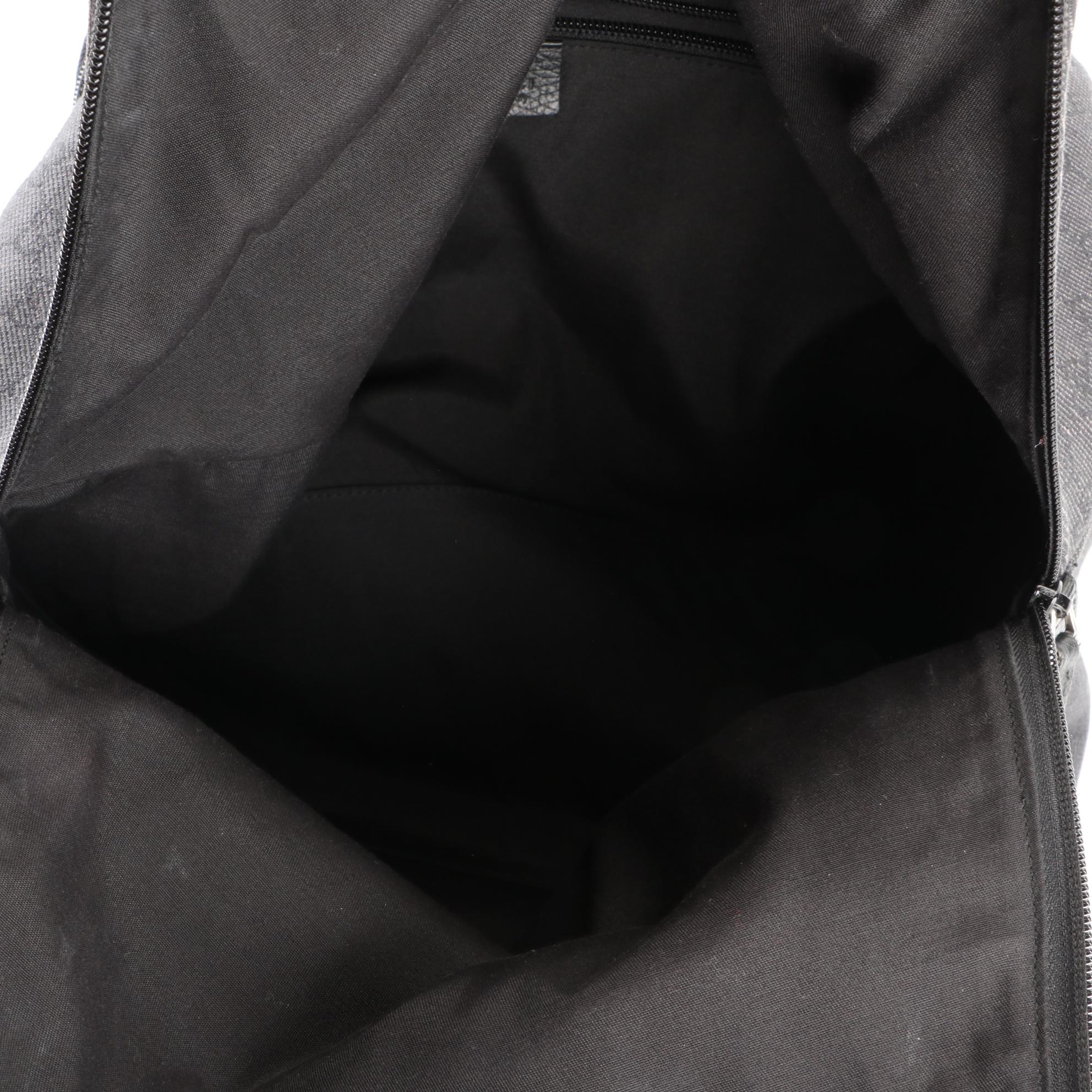 Gucci Backpack in Black GG Canvas with Leather Trim