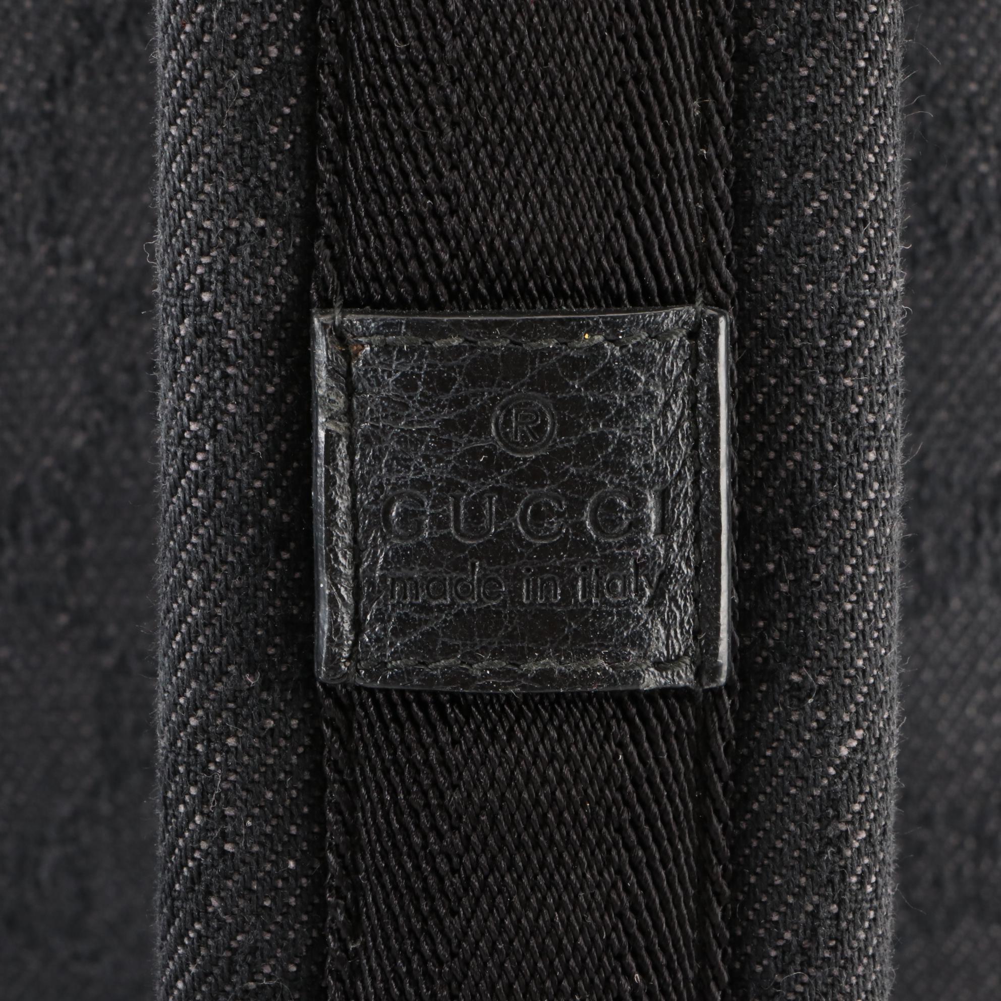 Gucci Backpack in Black GG Canvas with Leather Trim