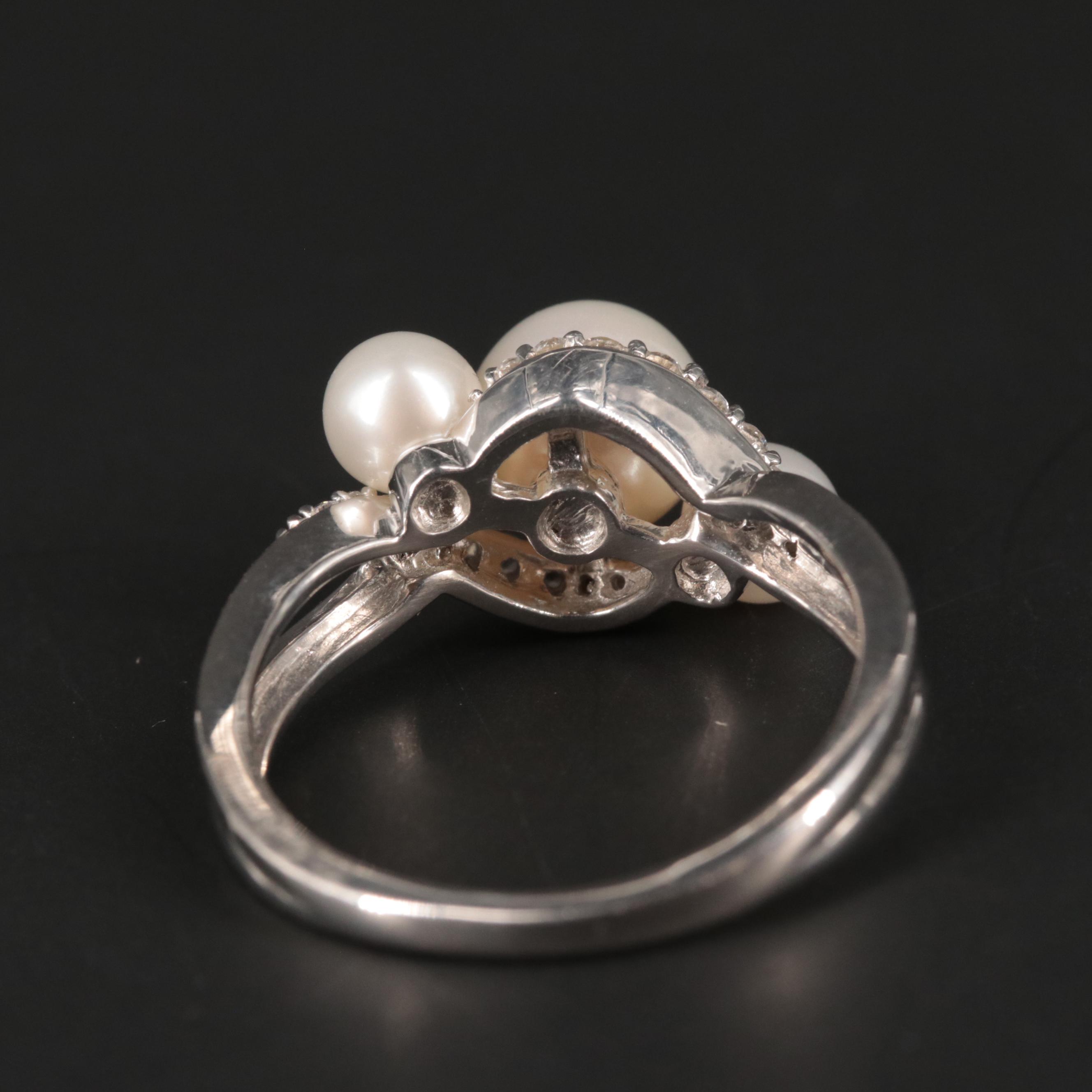 Sterling Silver Pearl and Sapphire Ring