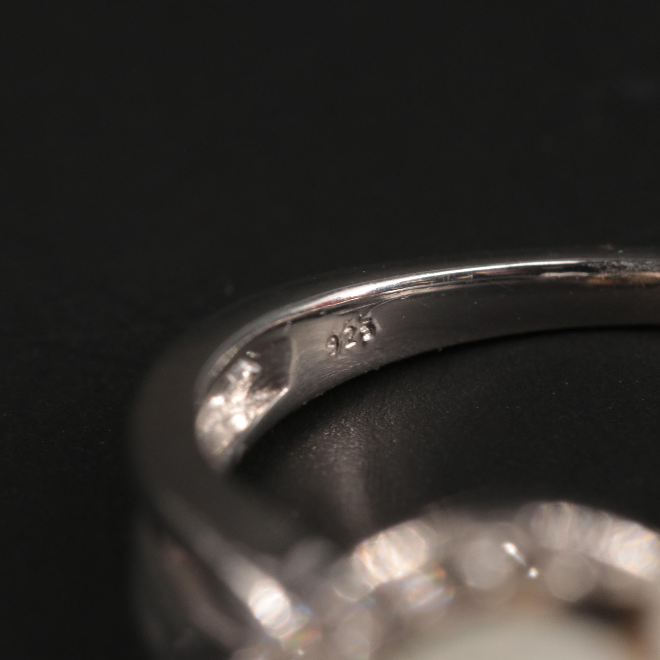 Sterling Silver Pearl and Sapphire Ring