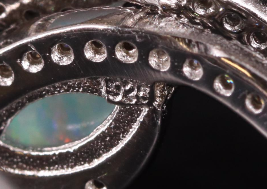 Sterling Silver Opal and Cubic Zirconia Ring