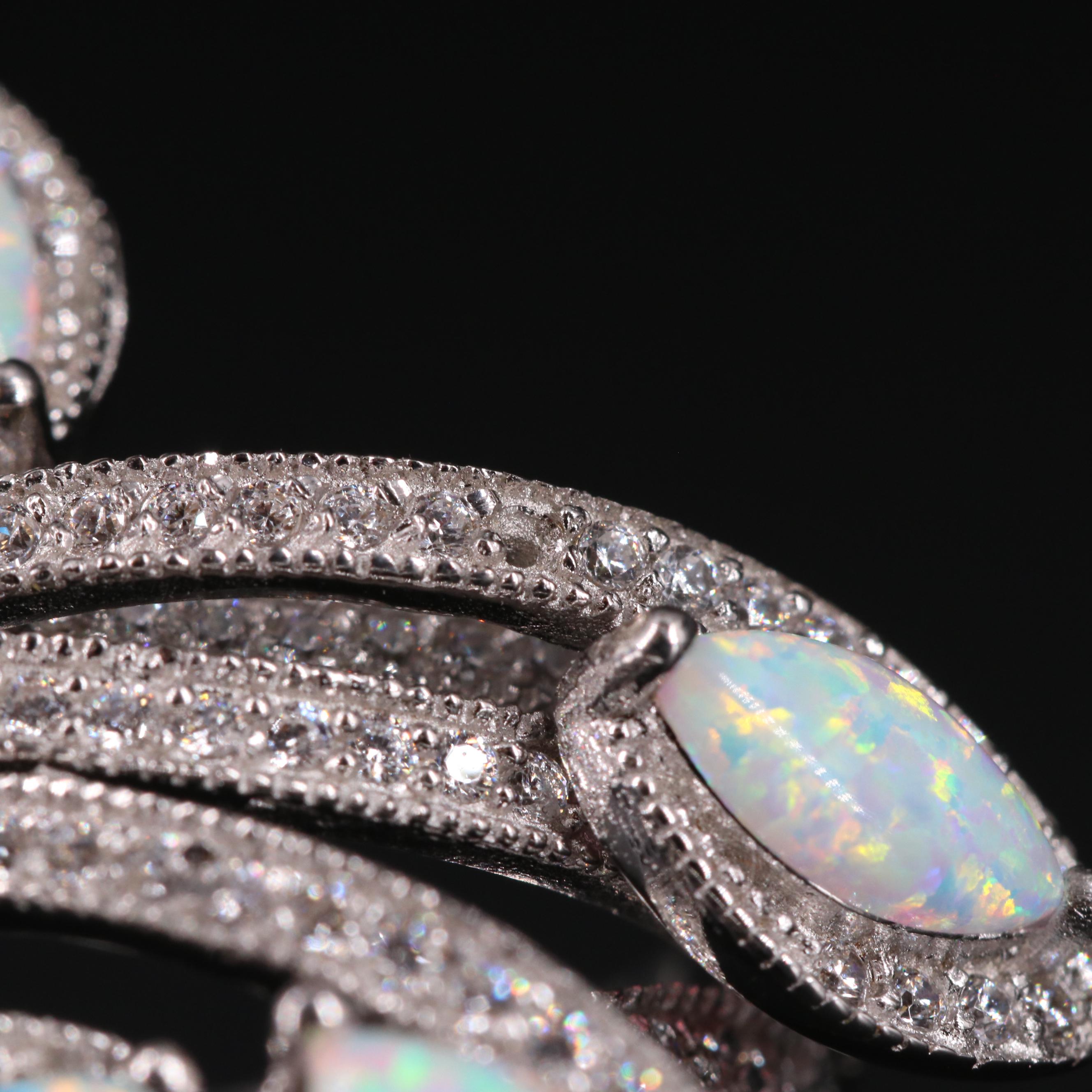 Sterling Silver Opal and Cubic Zirconia Ring