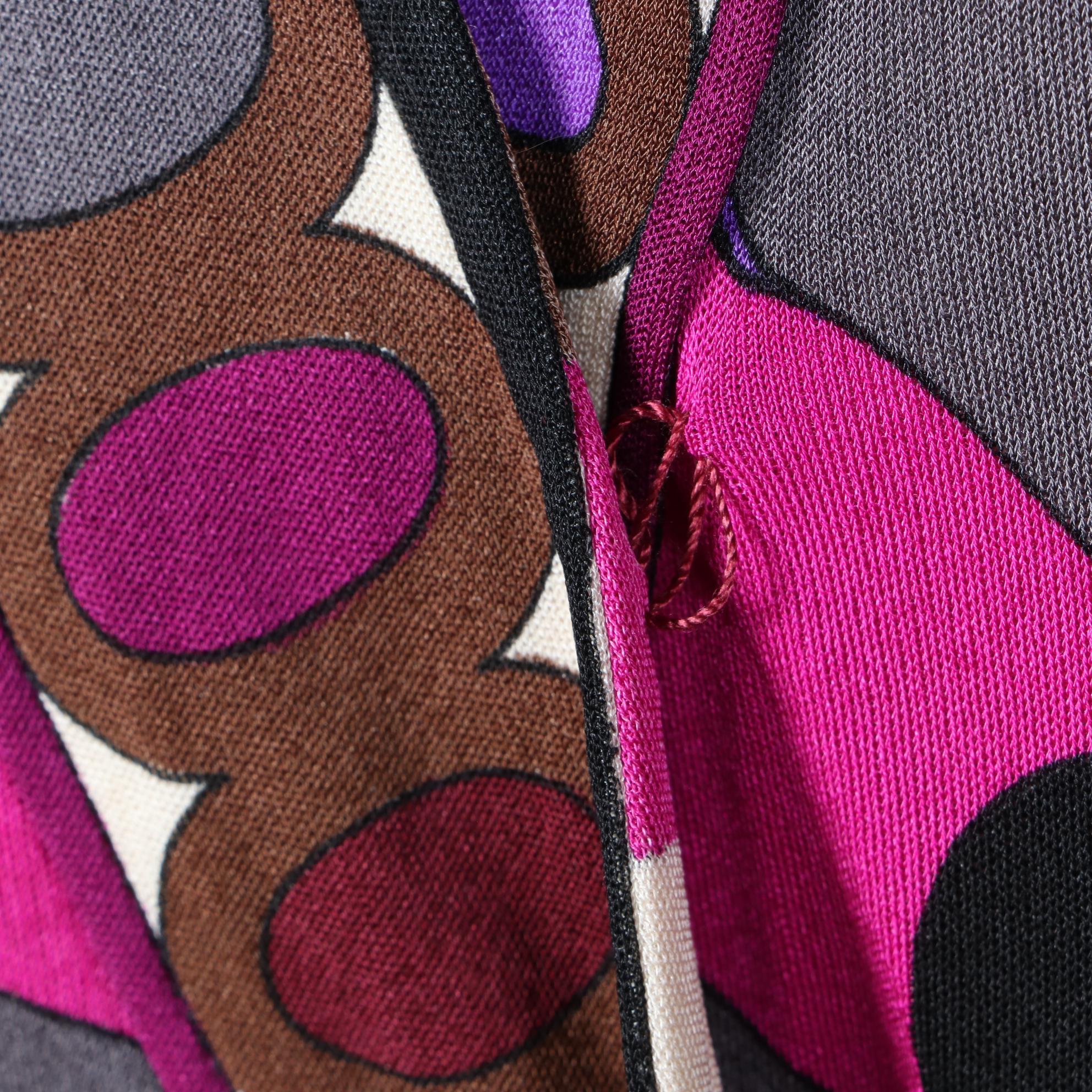 Vintage Emilio Pucci Dress with Print Bodice and Solid Skirt in Silk Jersey